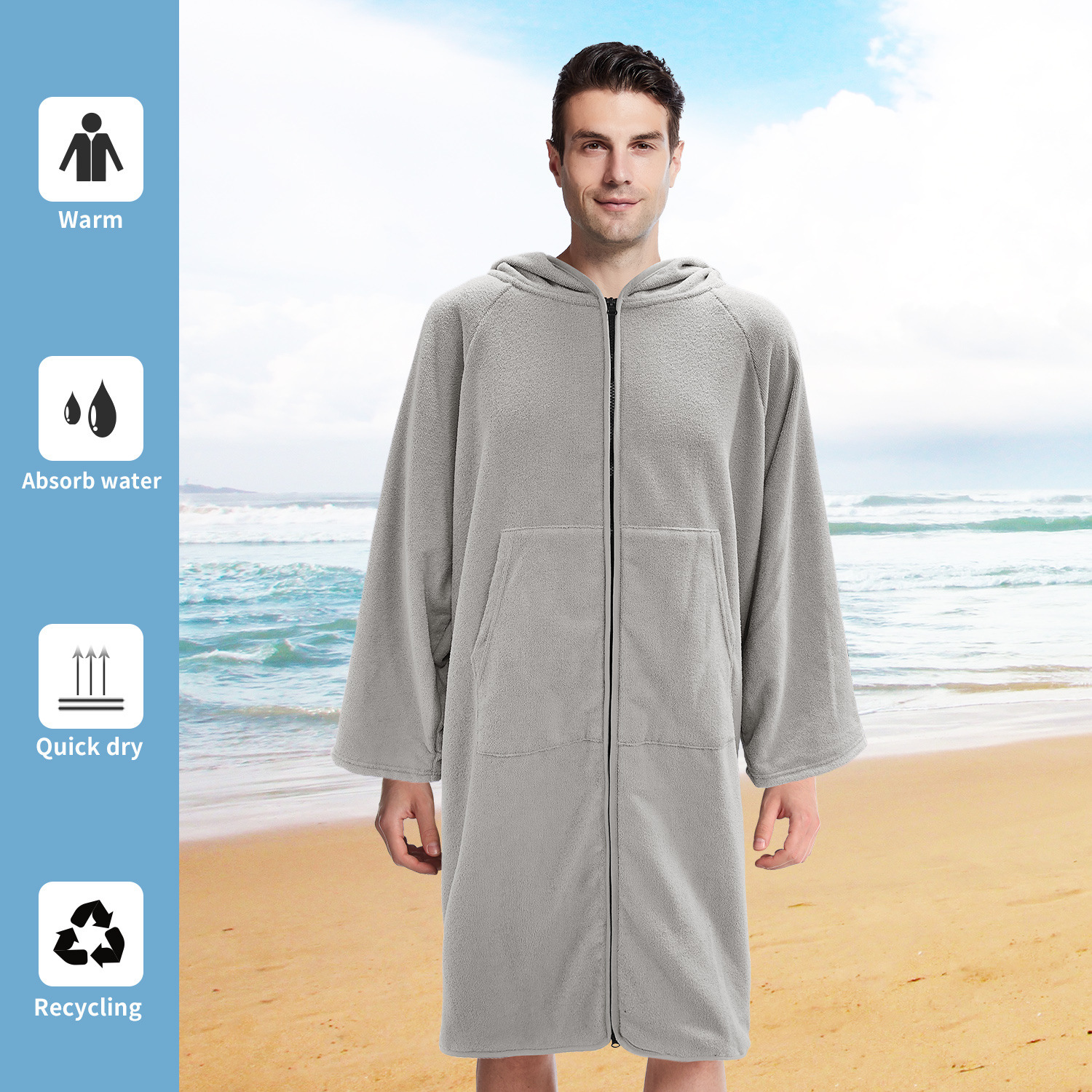 Surf Poncho Zipper Towel Hoodie 13