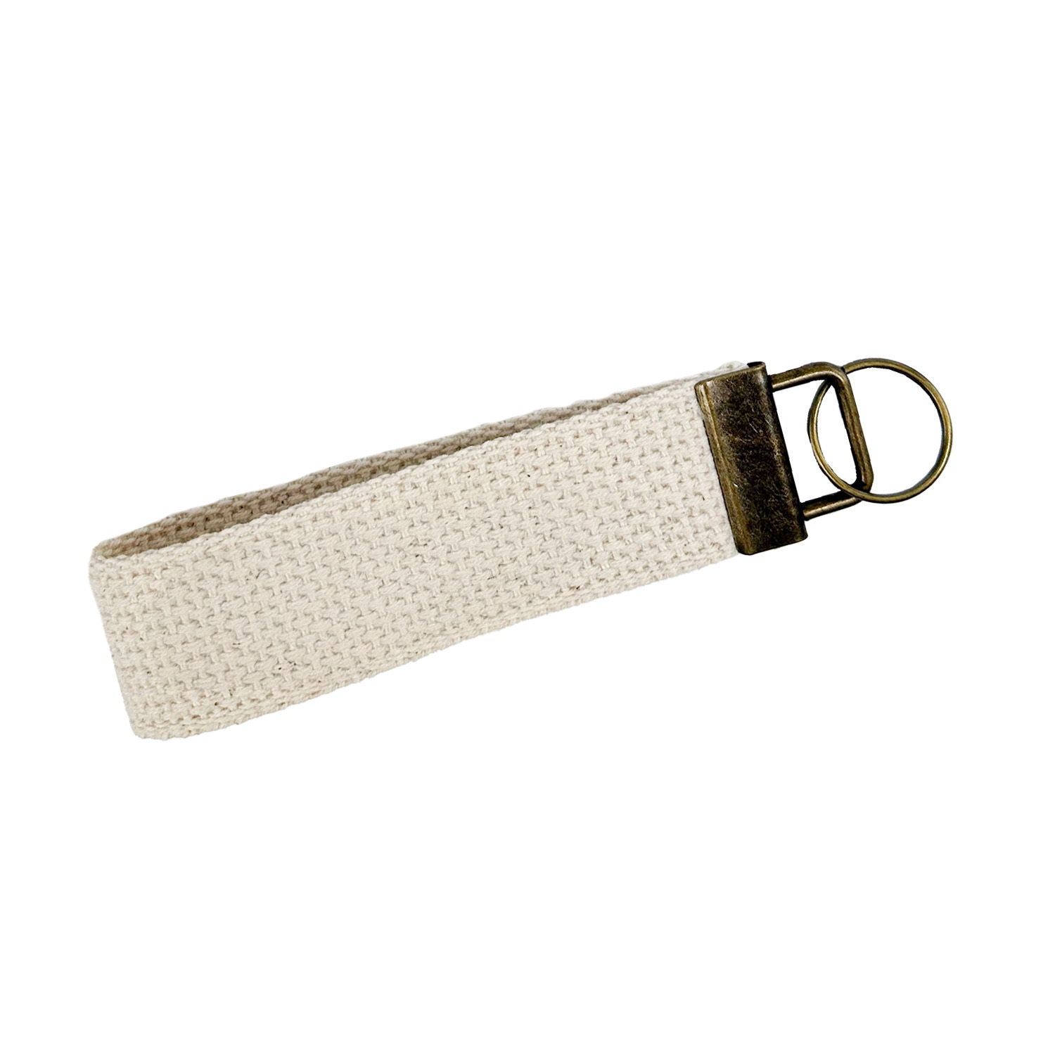 5" Full Color Cotton Key Strap w/ Antique Brass Colored Hardware - "Elite" Weave 2