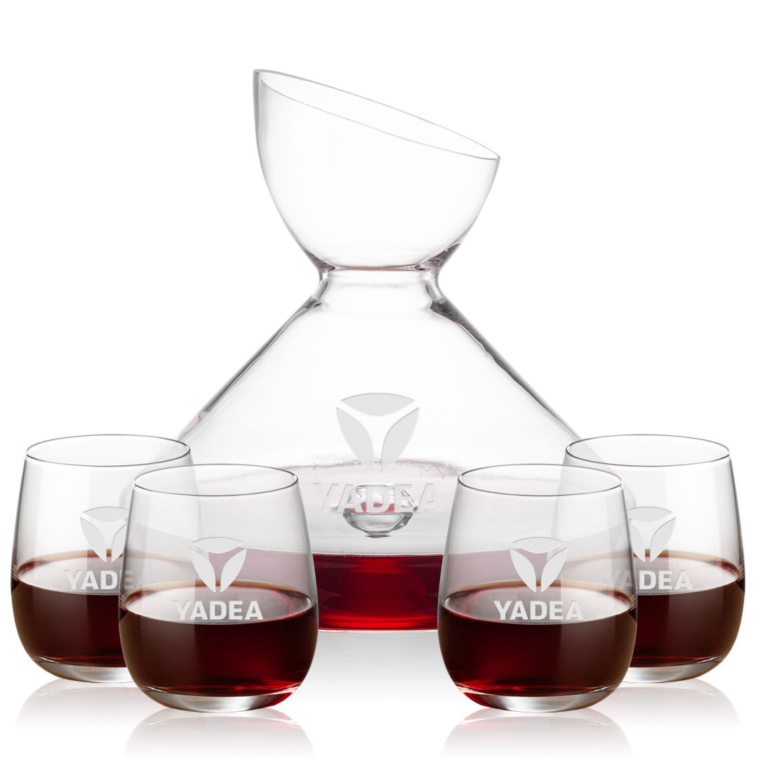 Woodbury Carafe & Crestview Stemless Wine 4