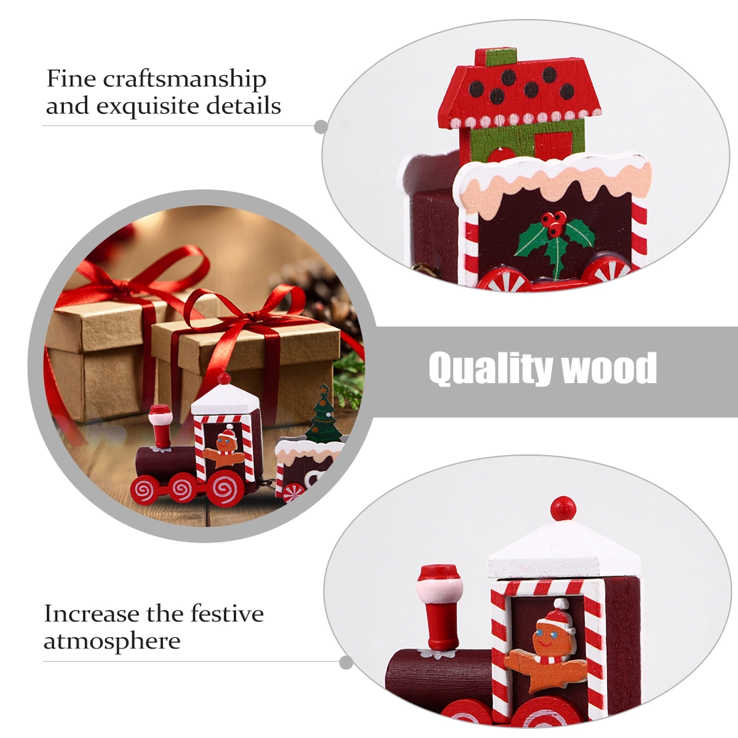 Happy Trees Wooden Christmas Train With Snowman 4