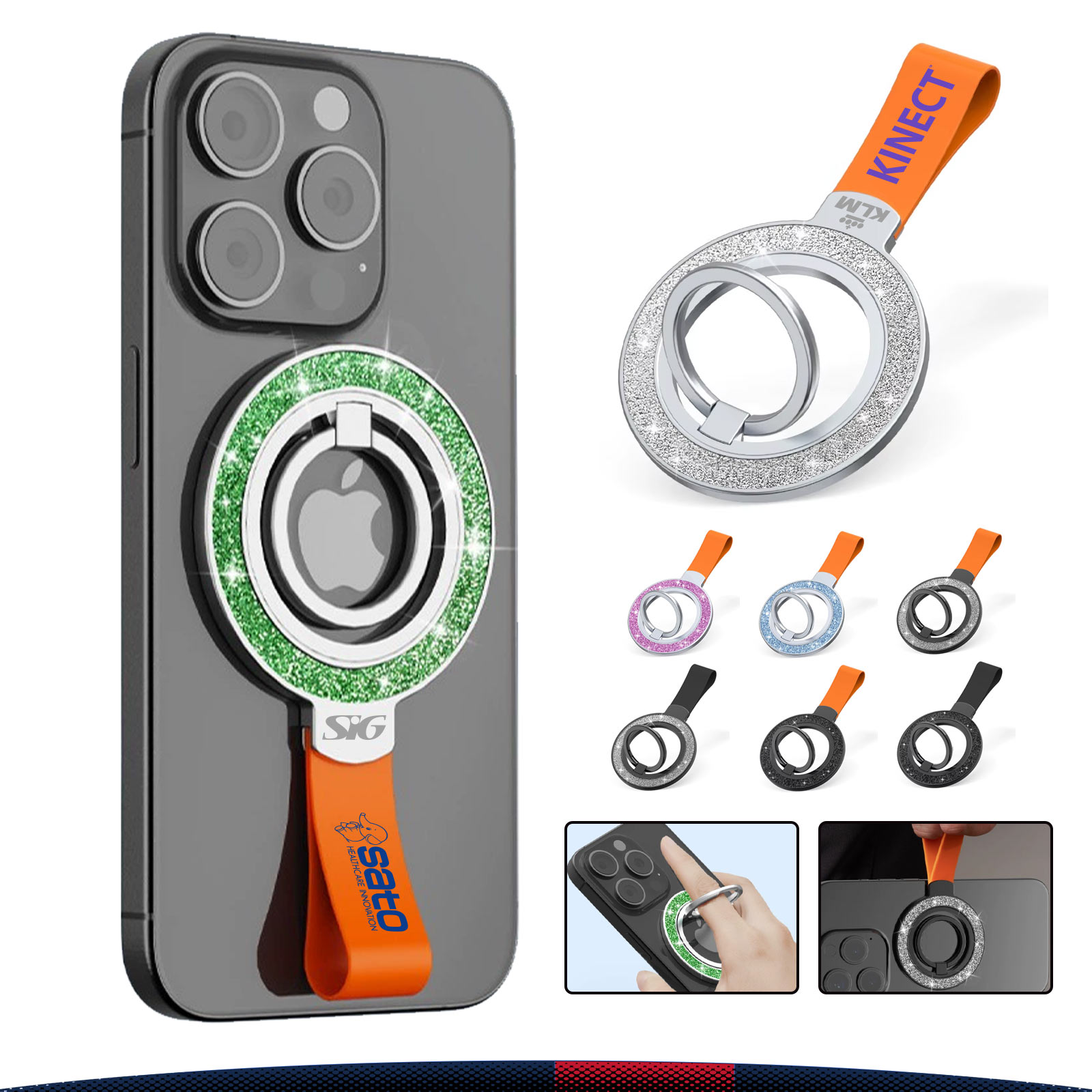 Wilkes DualMag Glitter Magnetic Phone Ring Holder 5