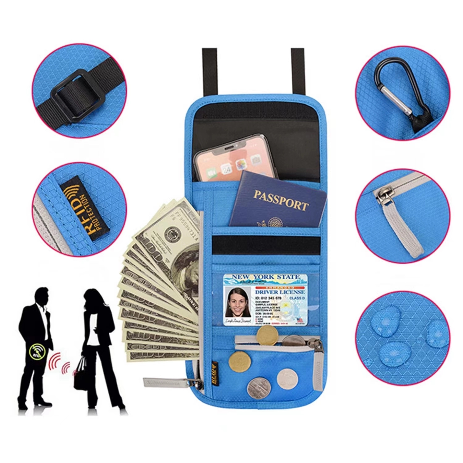 Custom RFID Blocking Travel Pouch Passport Holder Wallet 13