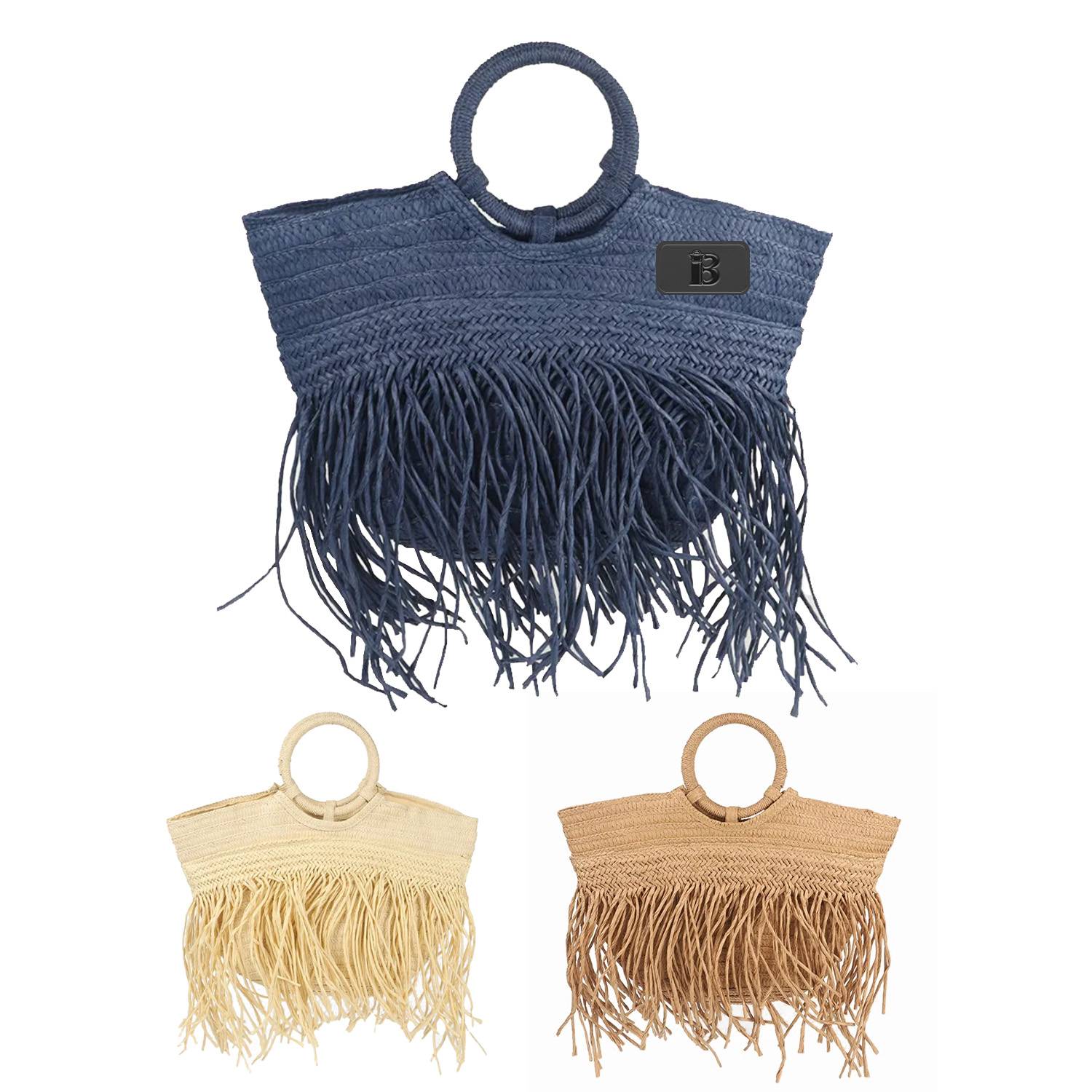 Natural Straw Bag w/ Round Handle 3