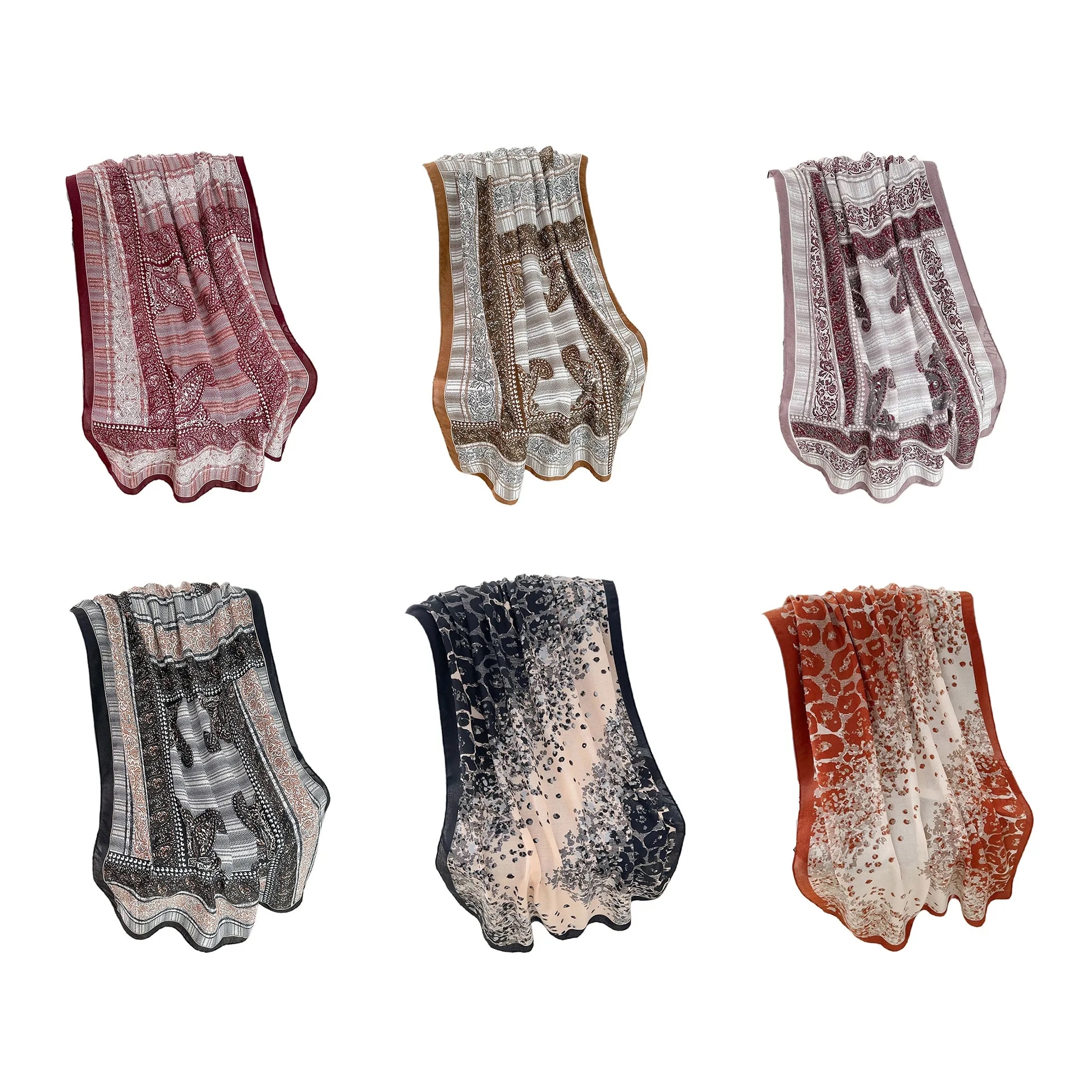 Vibrant Patterned Linen Colorful Scarf 8