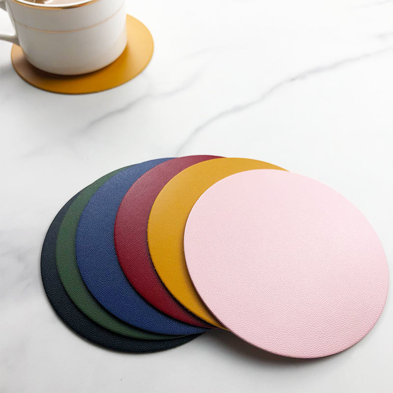 PU Leather Round Cup Coasters 4