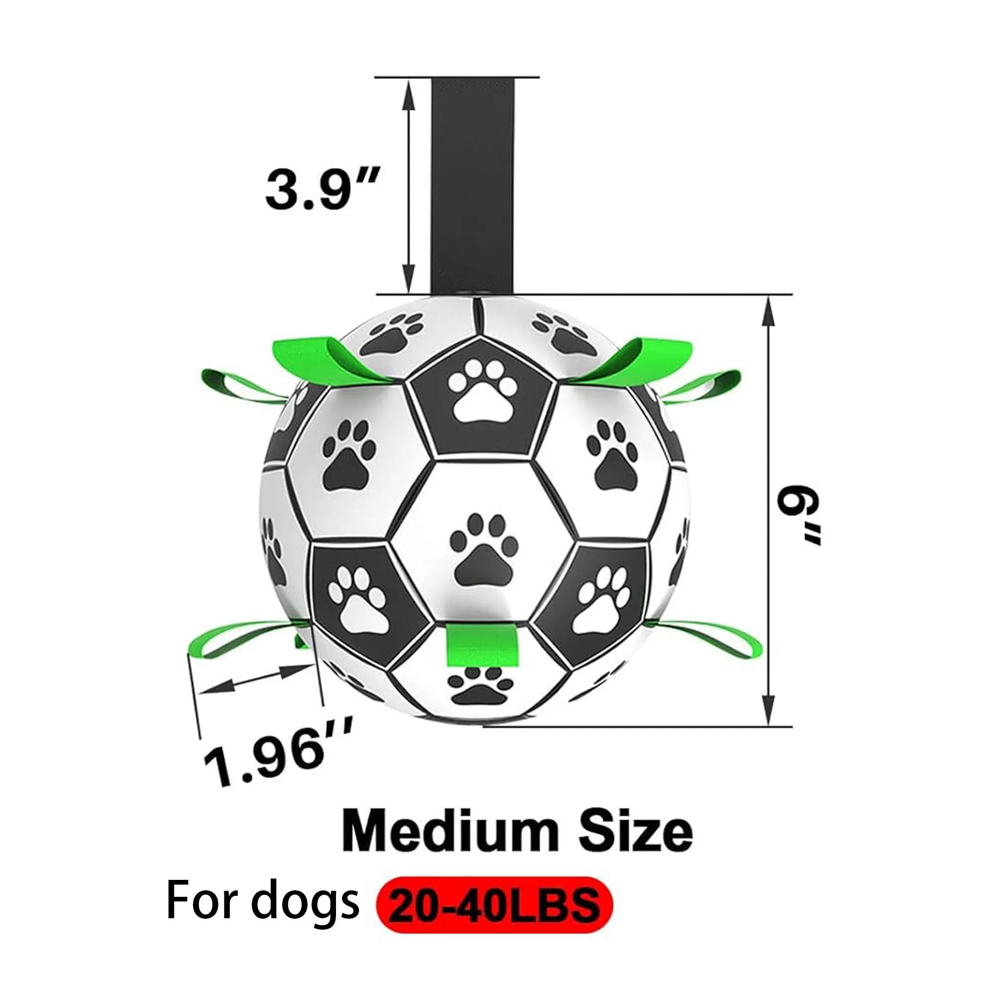6" Dog Toys Soccer Ball with Straps 5