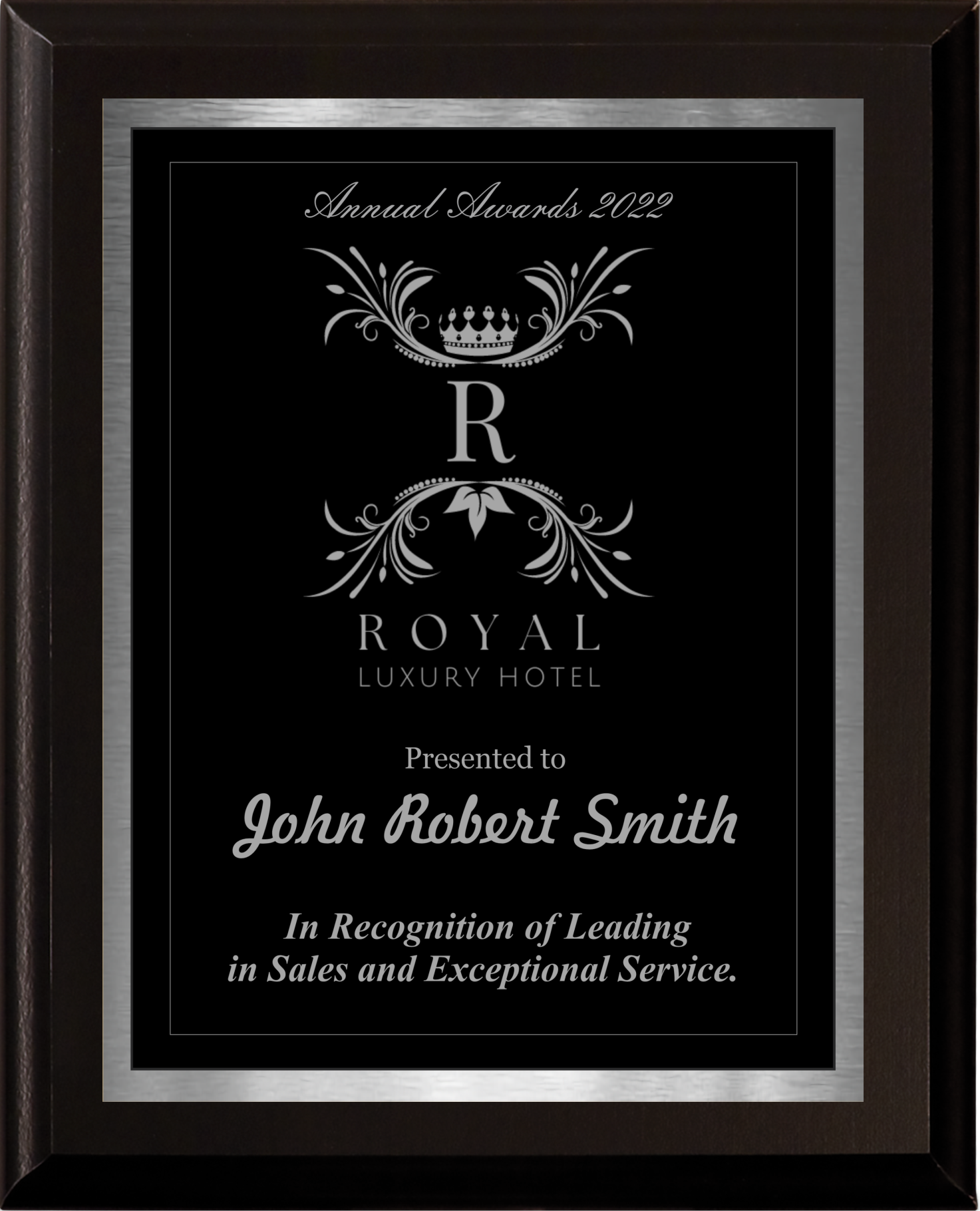 Black Matte Plaque w/ Choice of Double Engraved Plate 9