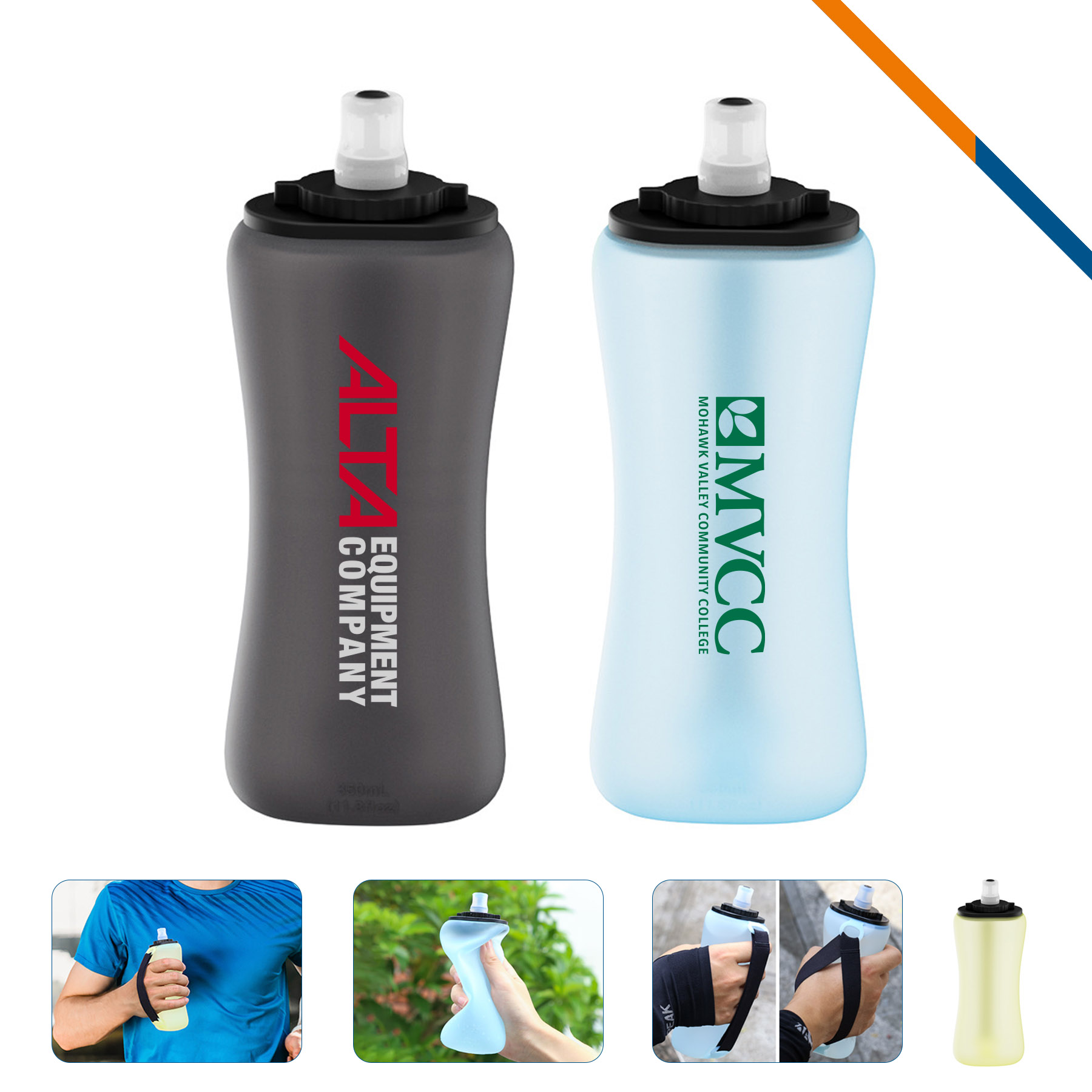 Tovin Collapsible Silicone Water Bottle - 12 OZ. 1