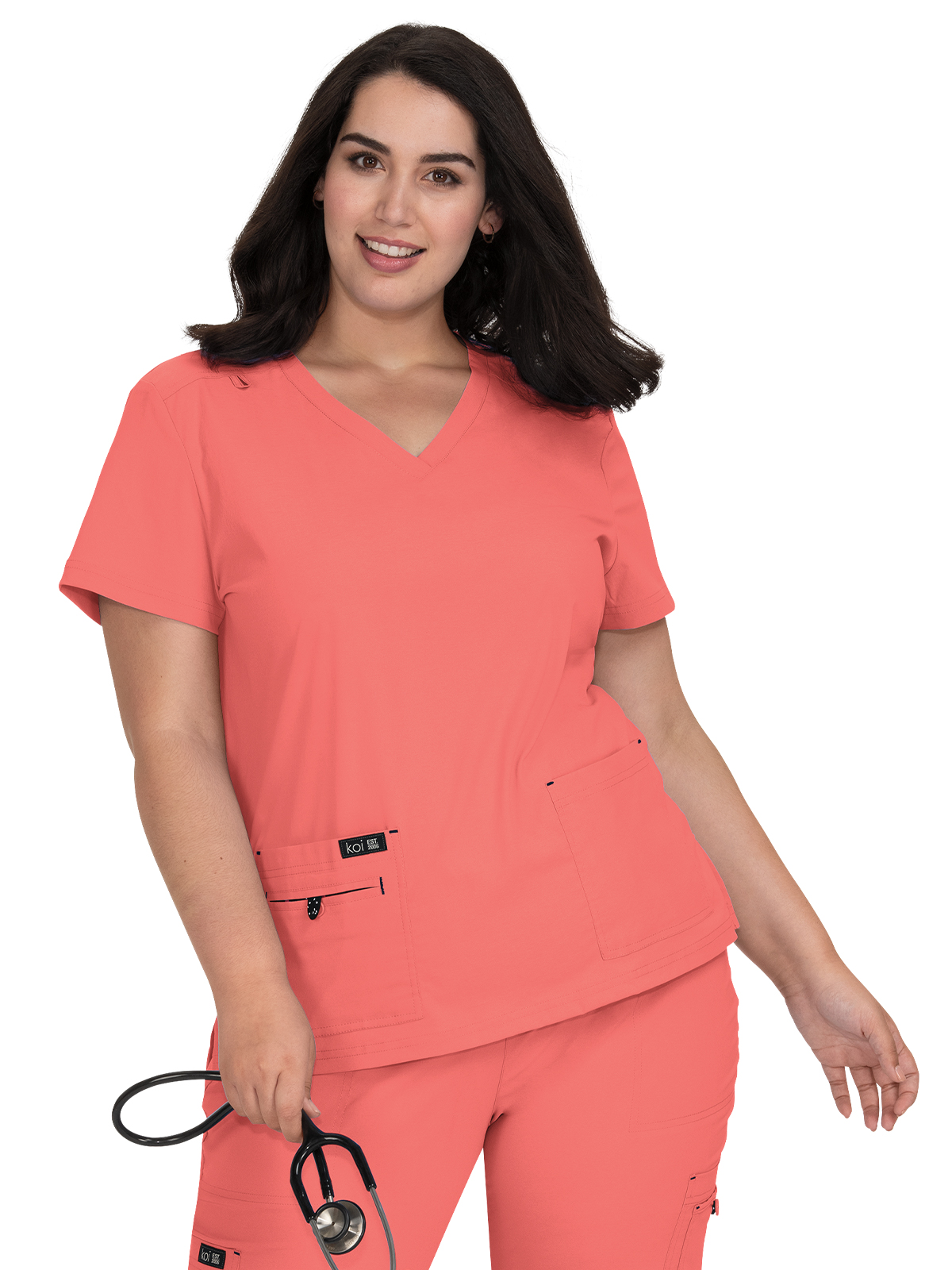 koi - Basics - Women's Four-Pocket Stretch V-Neck Becca Top 48