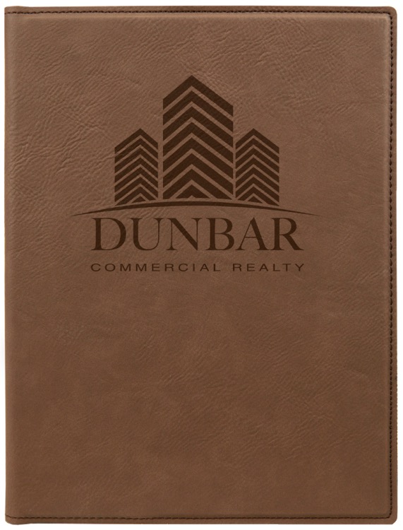 7" x 9" Dark Brown Leatherette Small Portfolio with Notepad 2