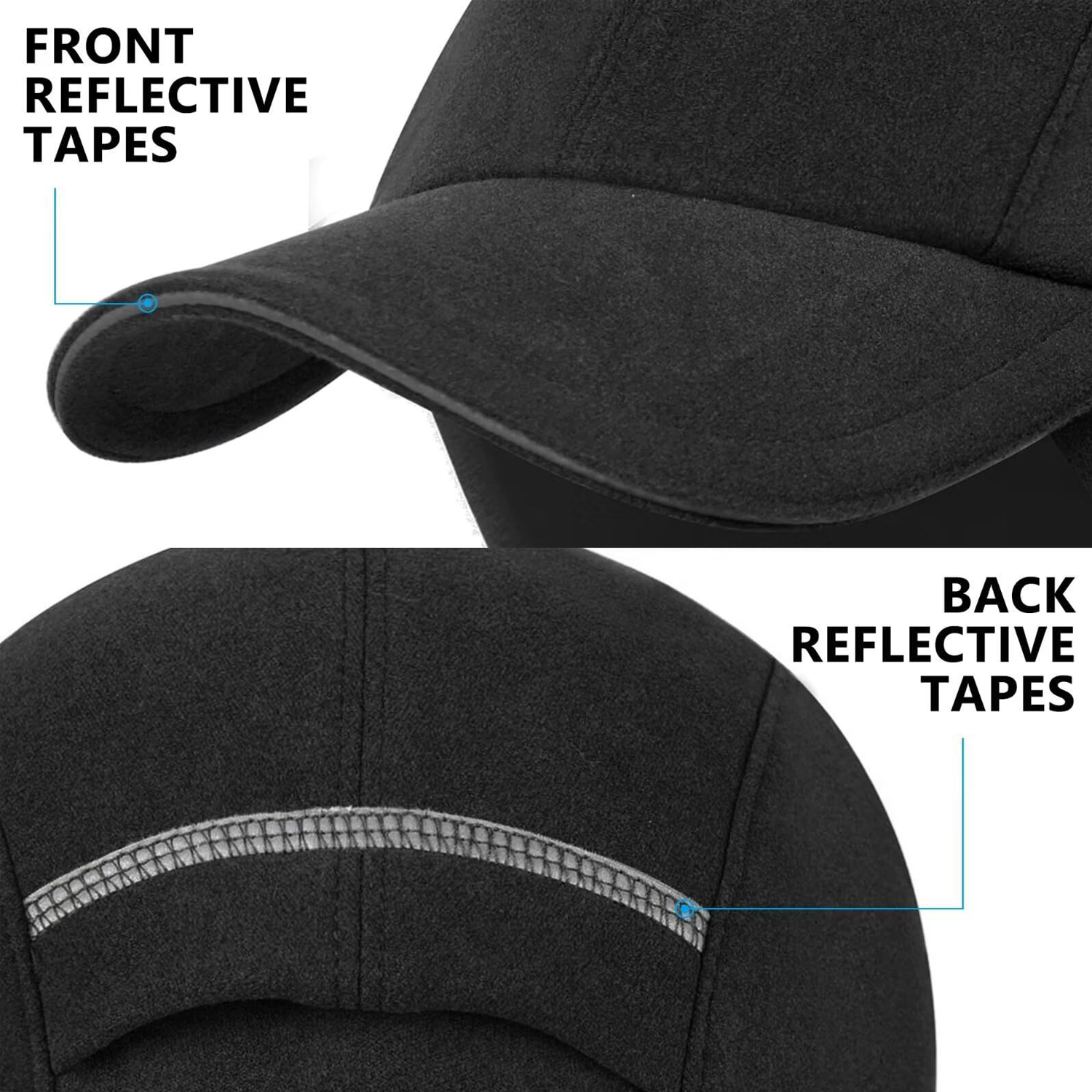 Women Winter Reflective Fleece Baseball Cap W/ Ear Flaps 5