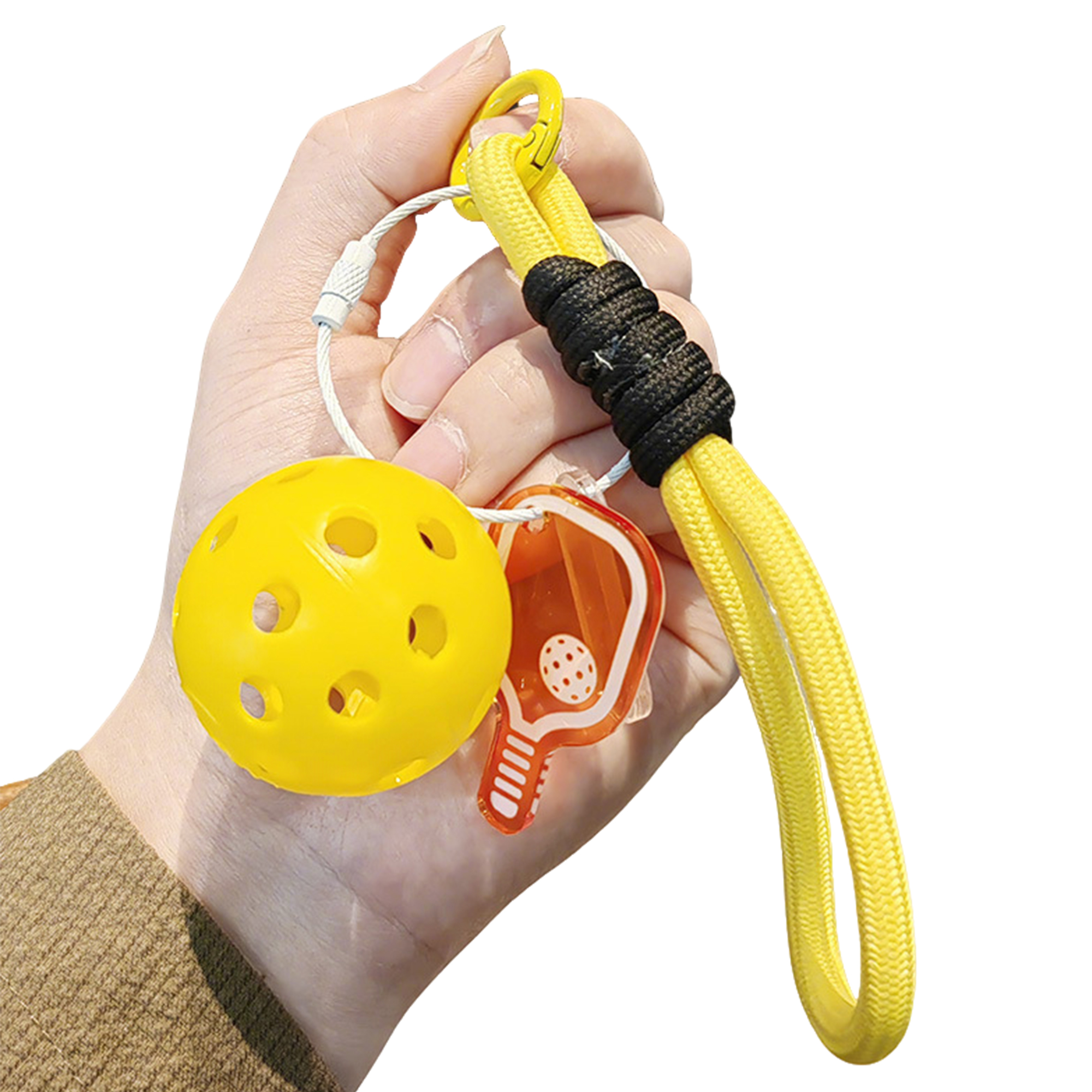 Mini Pickleball Ornament Keychain With Logo Position 6.3" X 1.1" X 1.8" 6