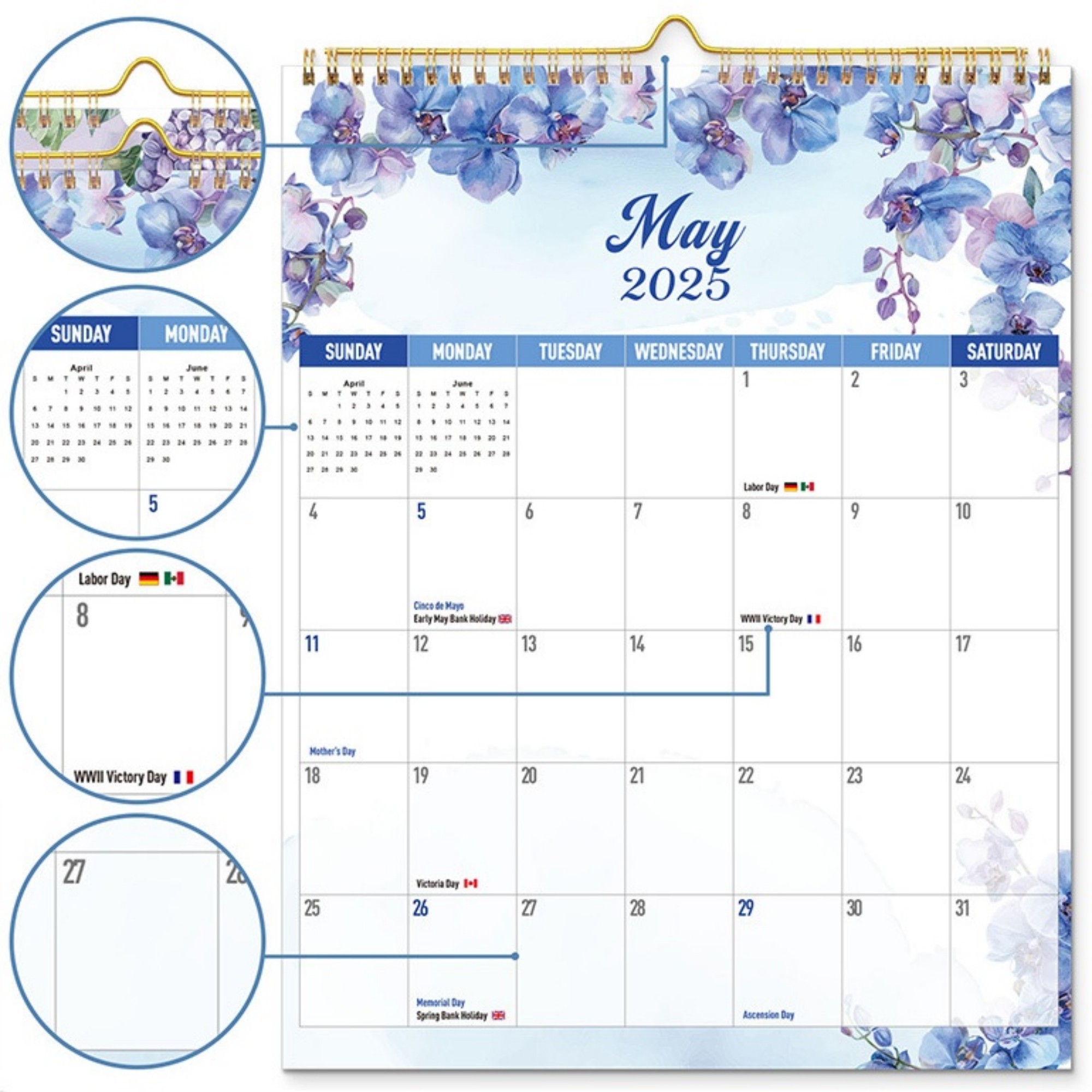 18 Months 14"*11" Wall Calendar From Jan 2025 To June 2026 5
