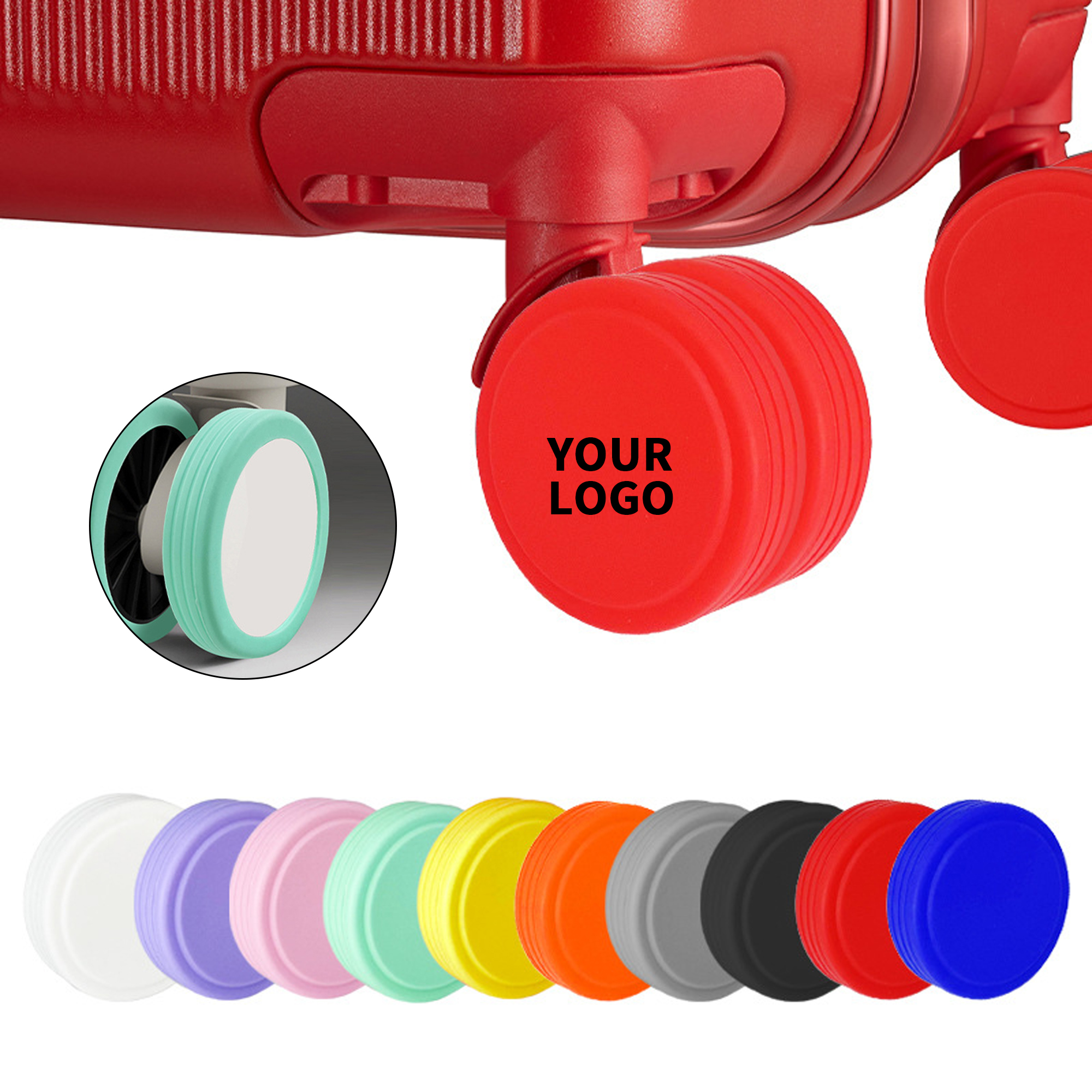 Silicone Guard Cover For Suitcase Wheel 2" x 0.4" 3