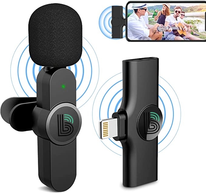 Plug-Play with 2 Clips Upgraded Lavalier Wireless Microphone 2