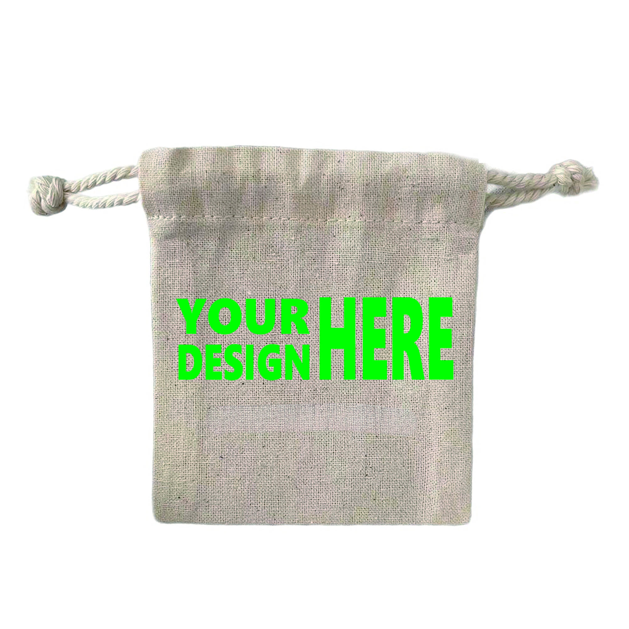 Full Color Natural Cotton Bags with drawstring 2