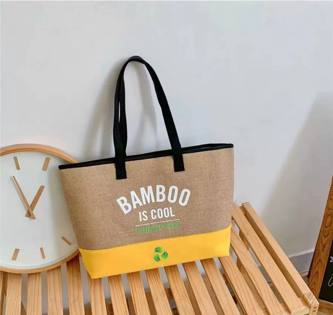Double stitching handbag Jute Shoulder bag 2