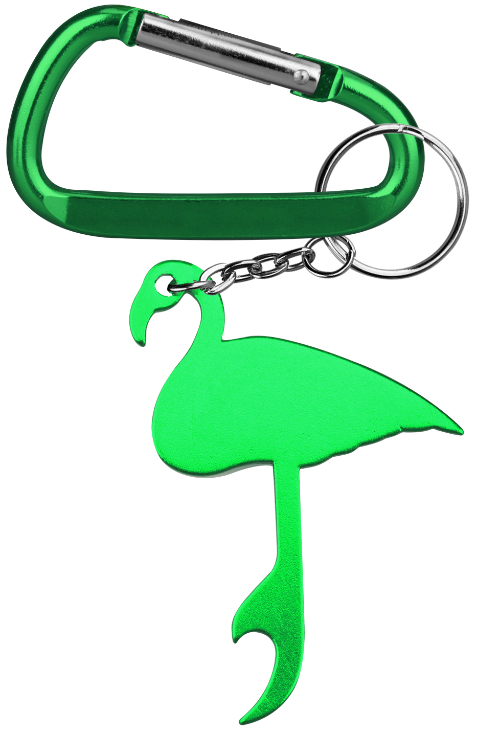 Flamingo Shaped Aluminum Bottle Opener with Key Chain & Carabiner 3
