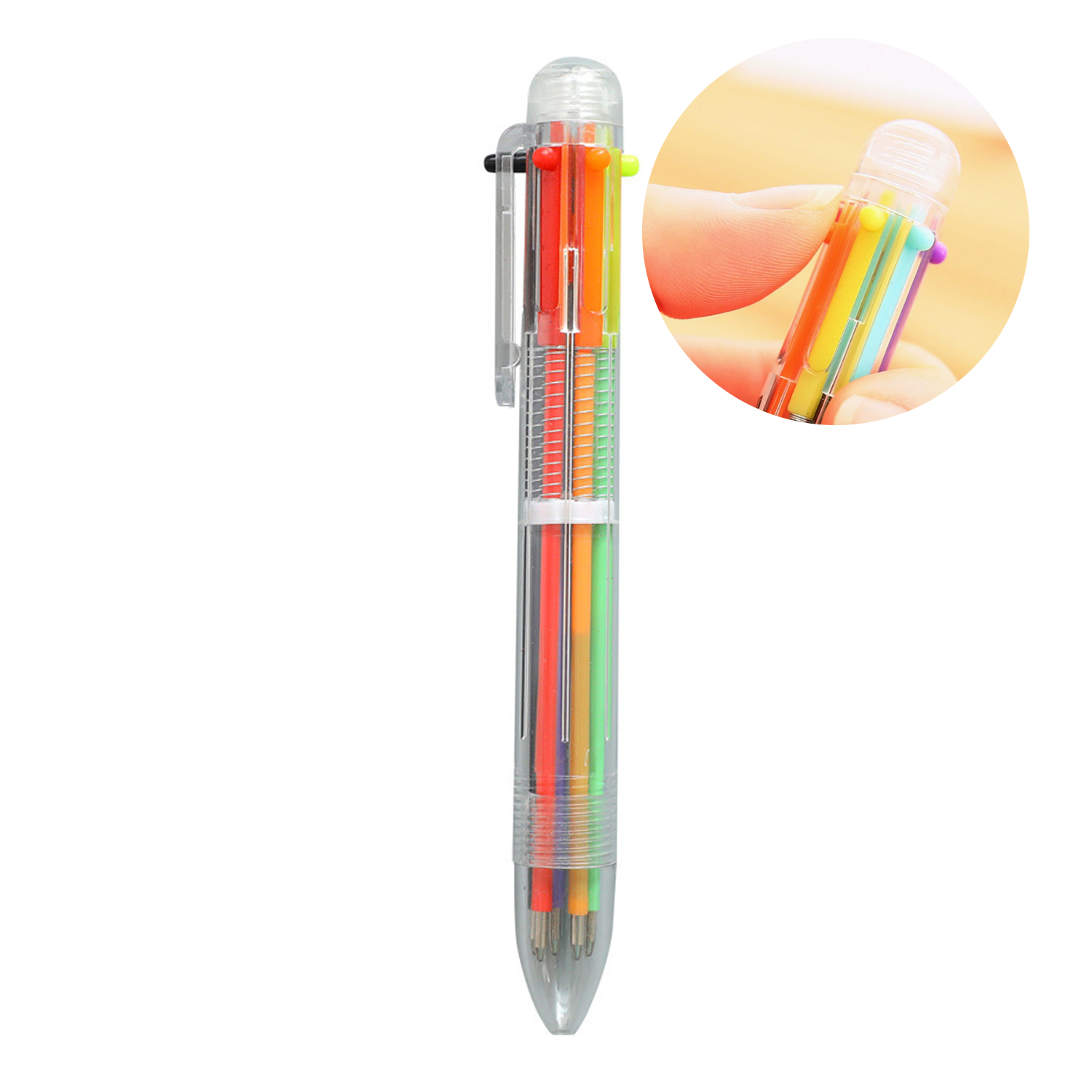 Creative transparent six color integrated ballpoint pen 5