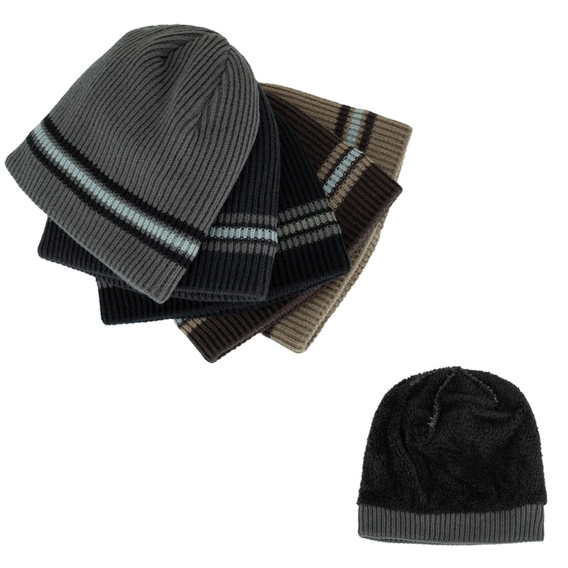 Stripe Knit Beanie Hat 2