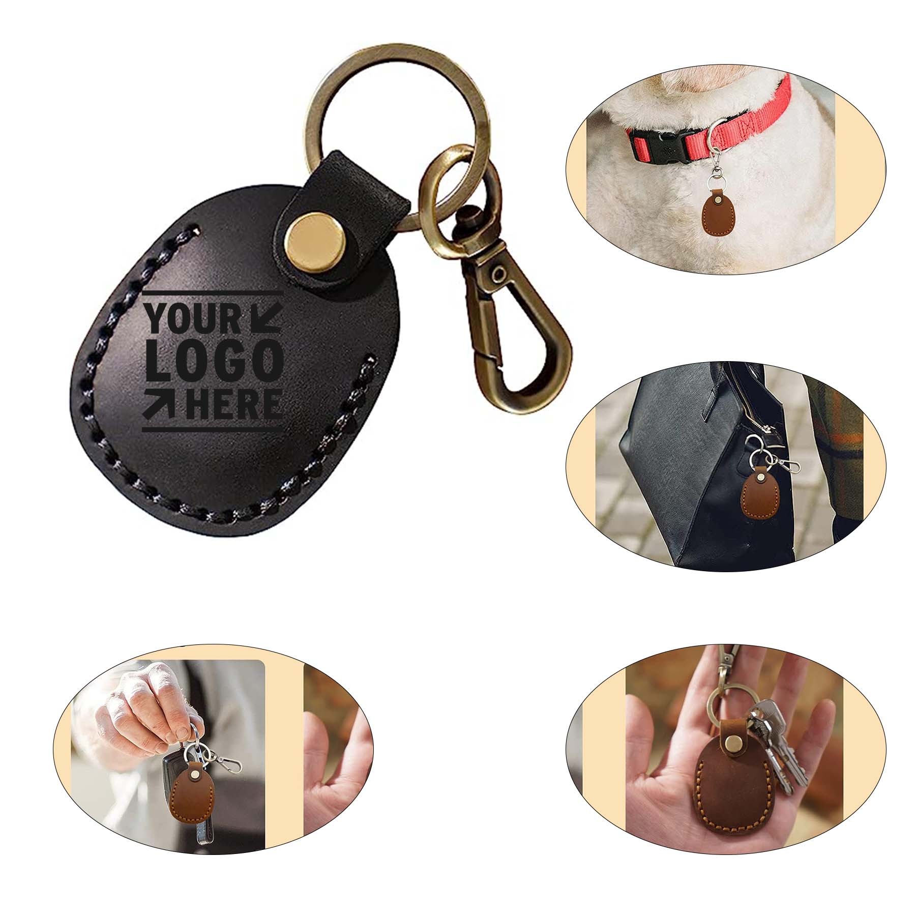 Leather Airtag Holder Keychain 2