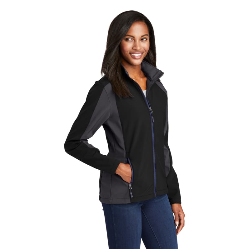 Sport-Tek Women's Colorblock Soft Shell Jacket. 2