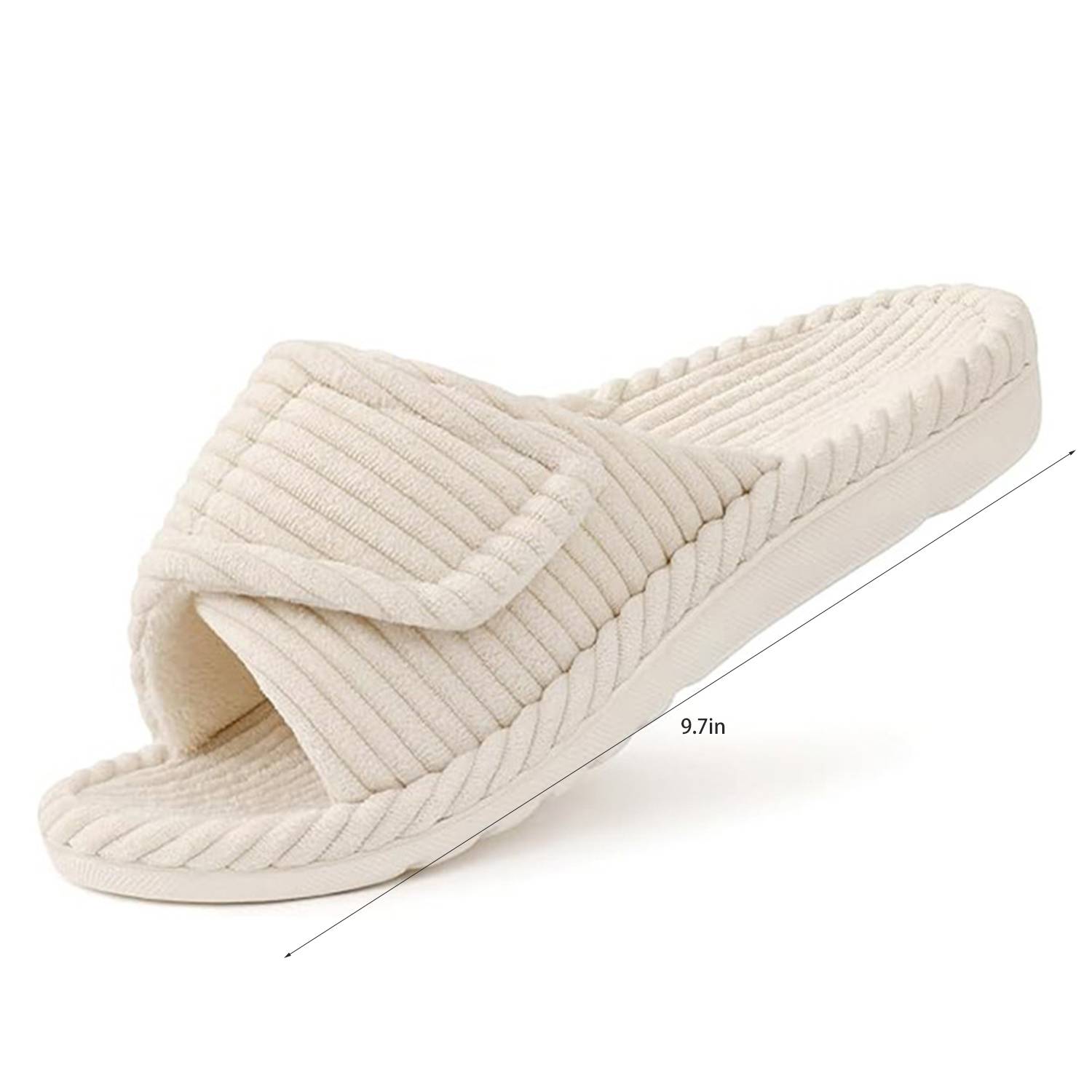Corduroy Adjustable Strap House Slippers w/ Arch Support 12