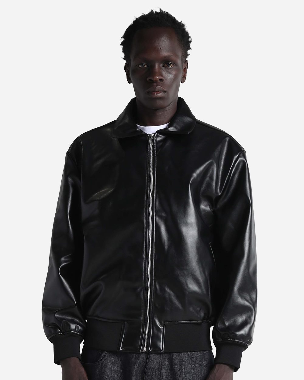 Unisex PU Leather Collared Varsity Jacket - SHPVB 7