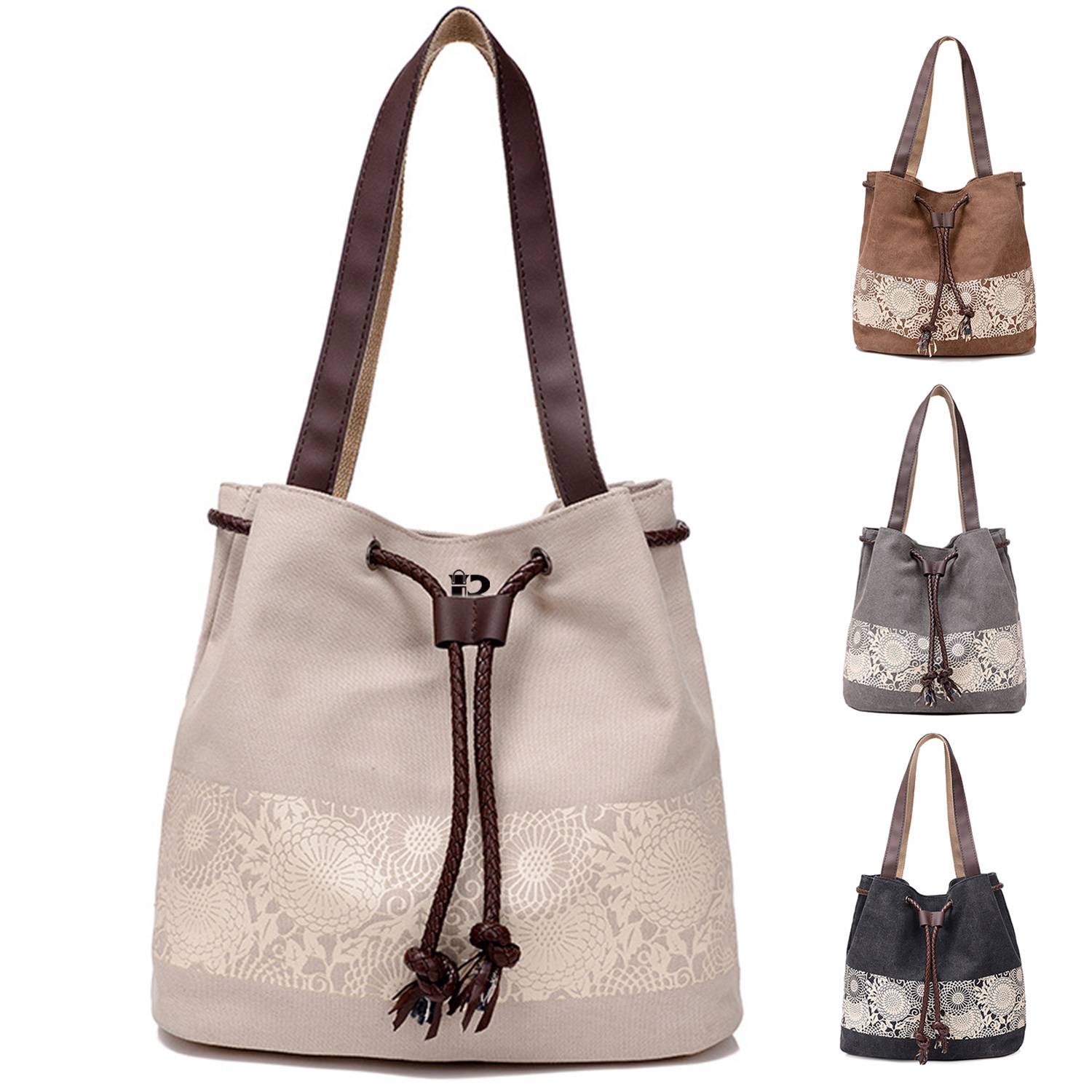 Canvas Tote Bag Fashion Printed Vintage for Women, custom tote bag with logo imprint 5