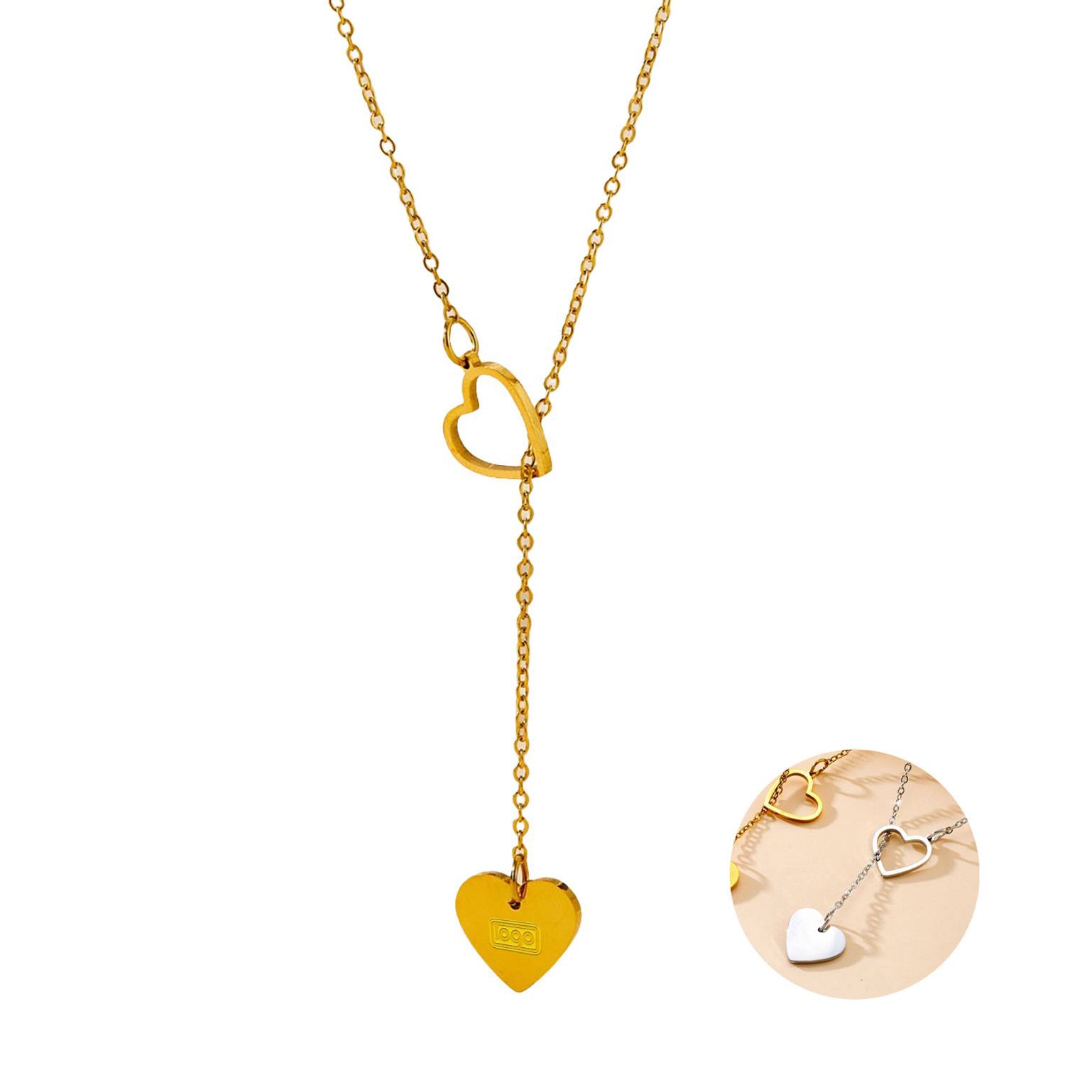 Hollow out heart-shaped sliding necklace