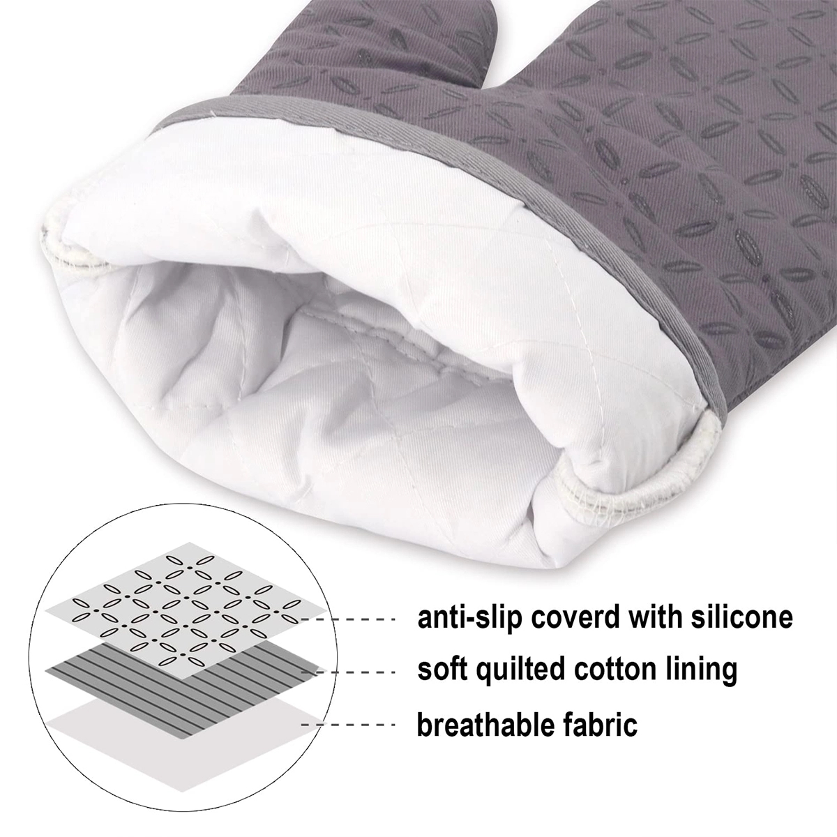 6Pcs Oven Mitts And Pot Holders With Non-Slip Silicone 2