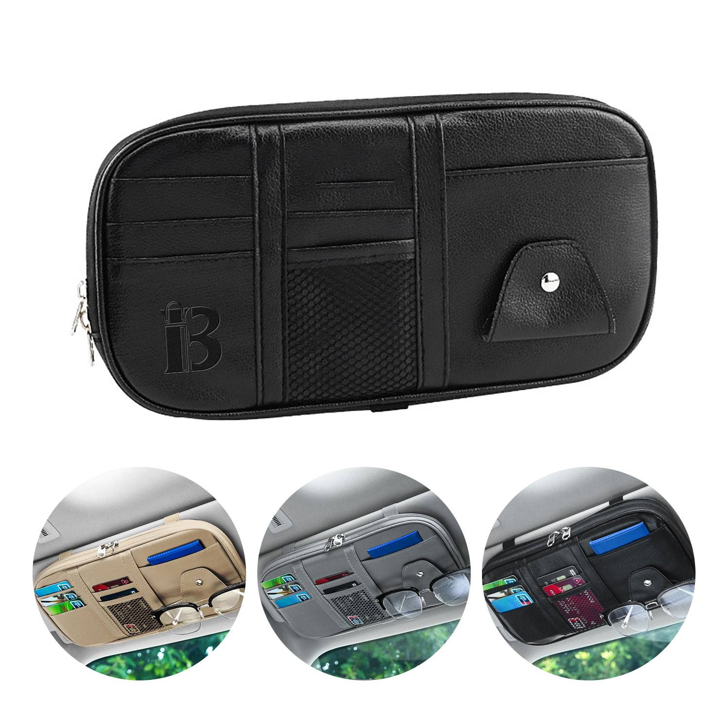 PU Leather Multi-Functional Car Sun Visor Organizer 4