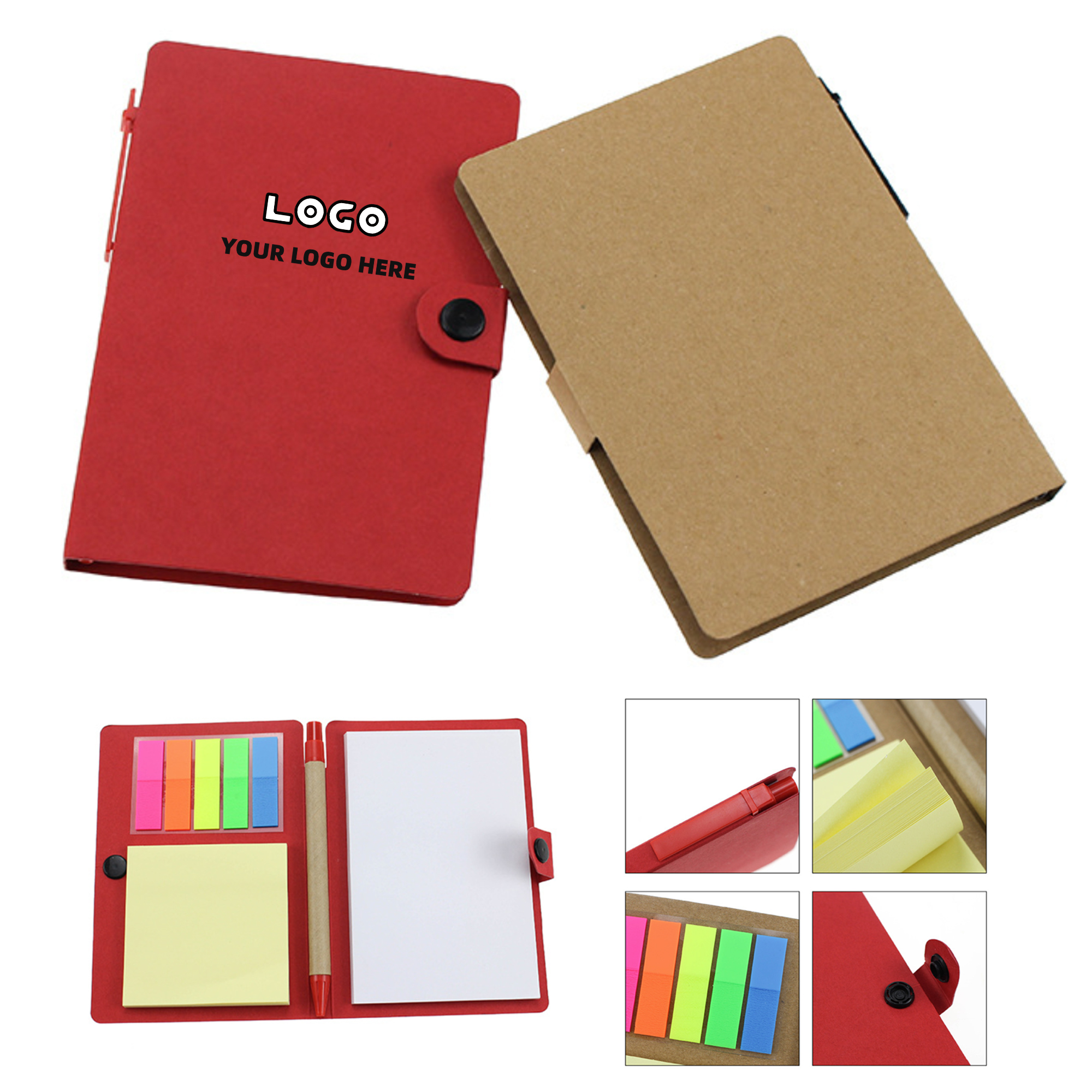 Custom Button-Closure Notepad and Pen Set 2