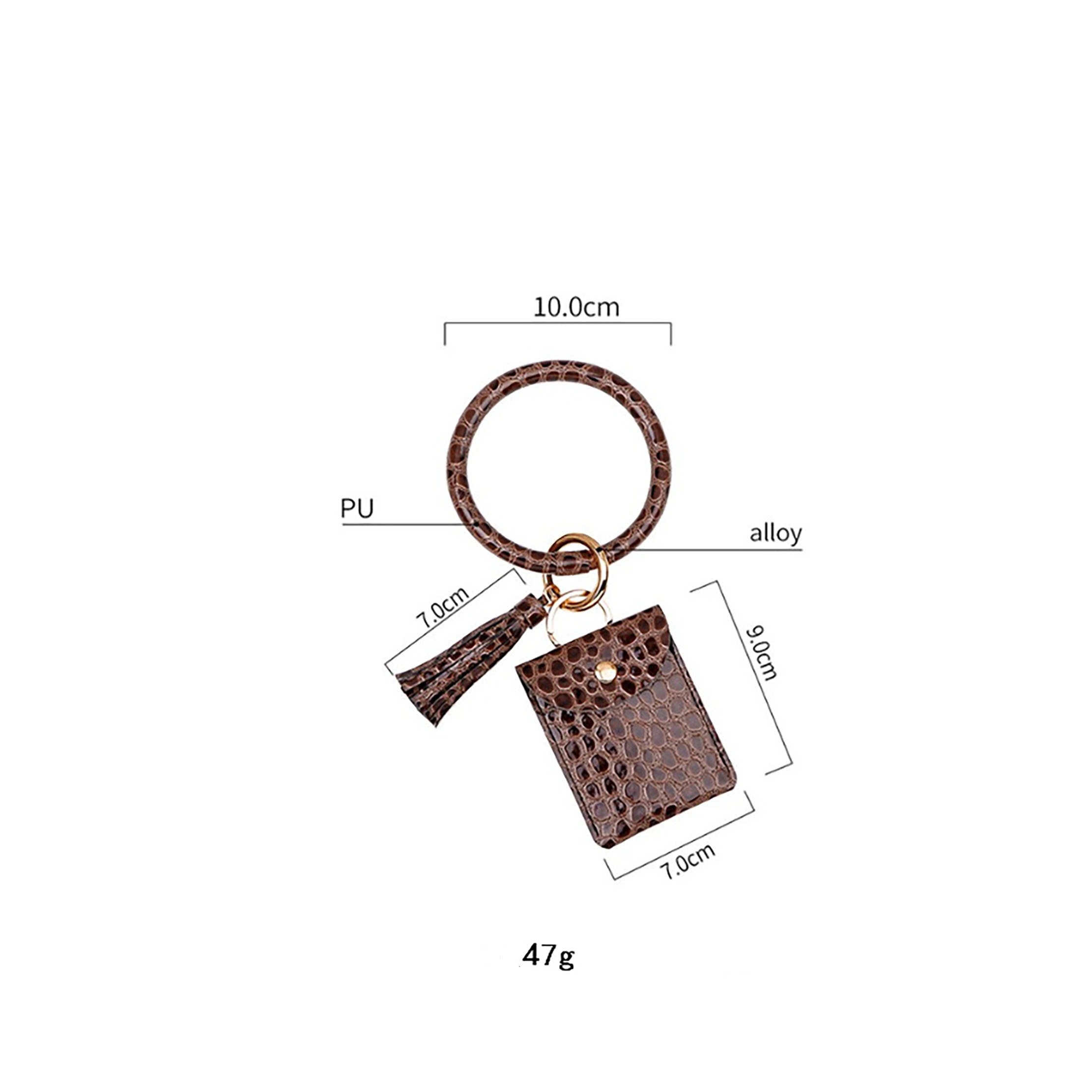 PU Leather Tassel Bracelet ID Credit Cards Holder Keychain 8