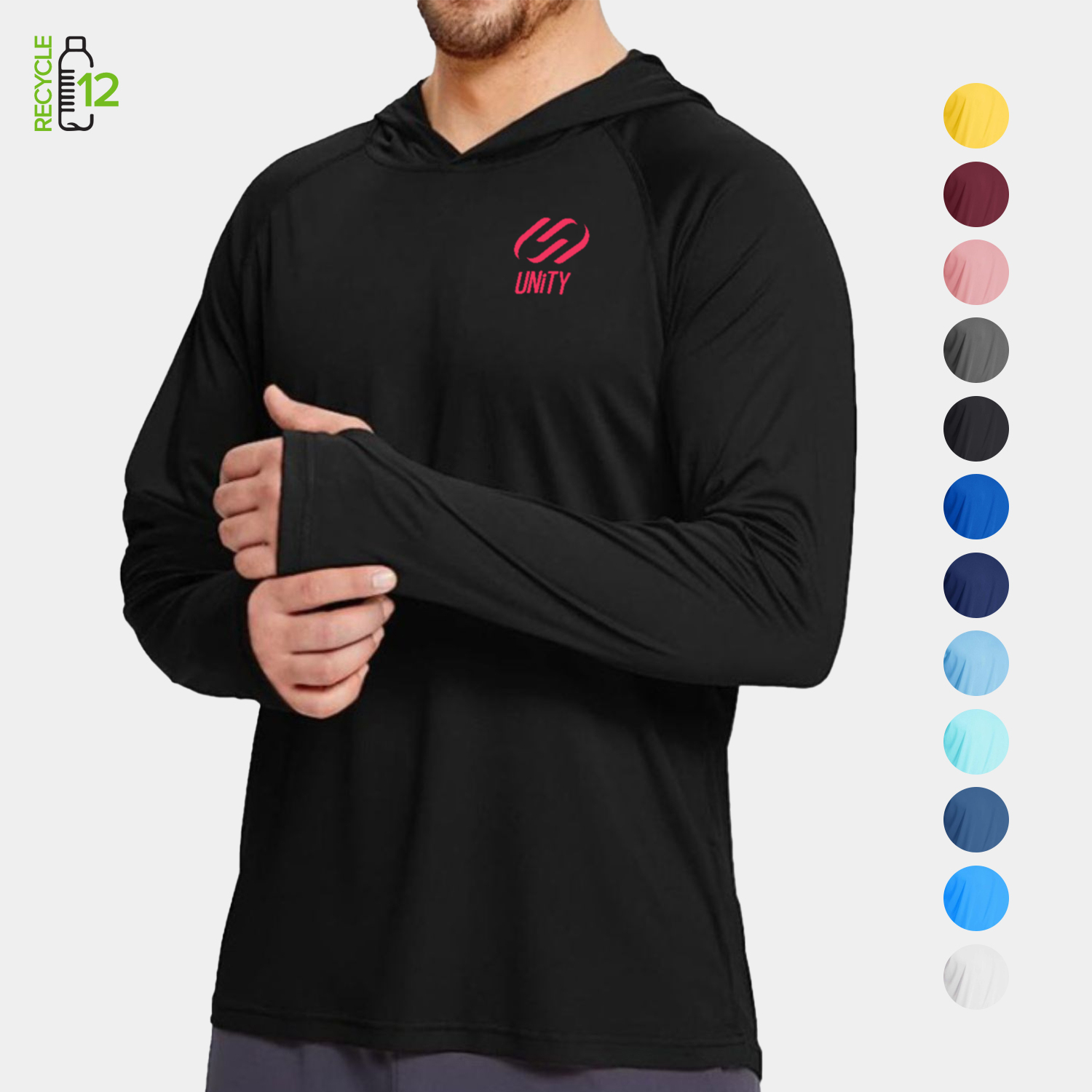 REPREVE® - Men's Recycled Performance Thumbhole Hoodie T-Shirt 2