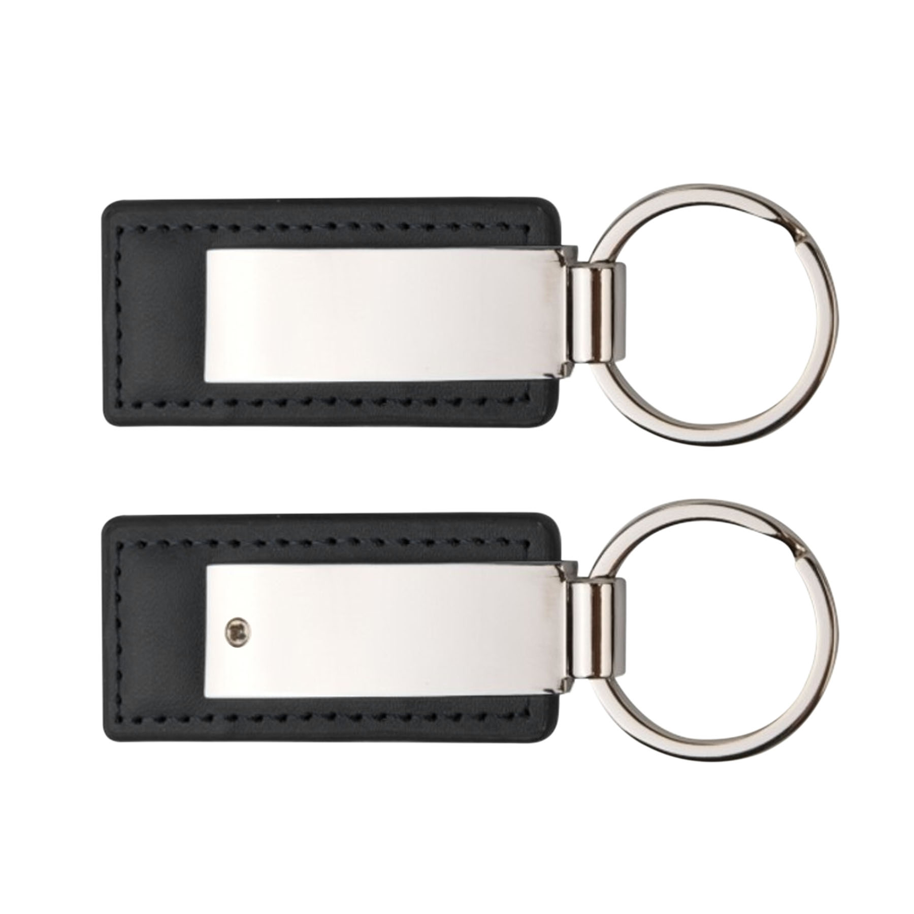 Leatherette with Rectangular Metal Shiny Key Tag 5