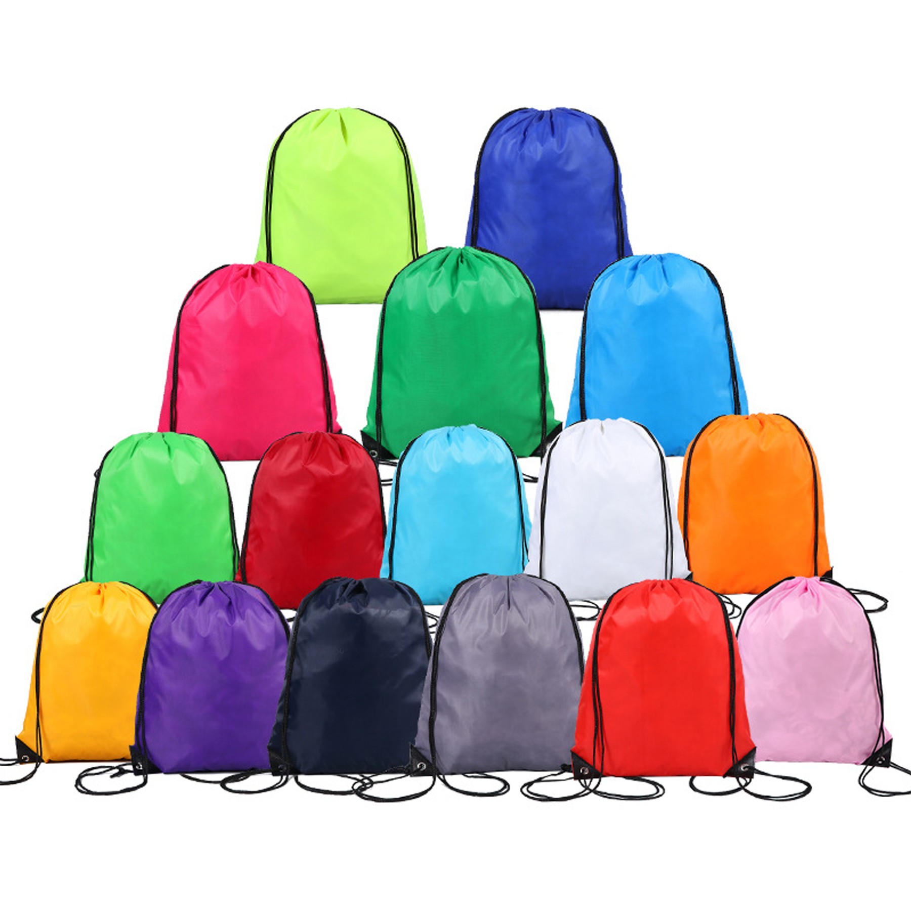 Reflective Stripe Polyester Drawstring Bag Backpack 3