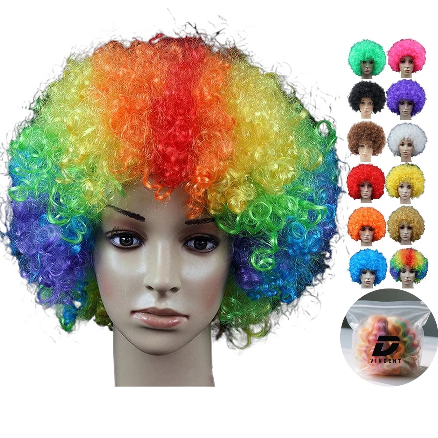 Funny Clown Curly Afro Wigs 2