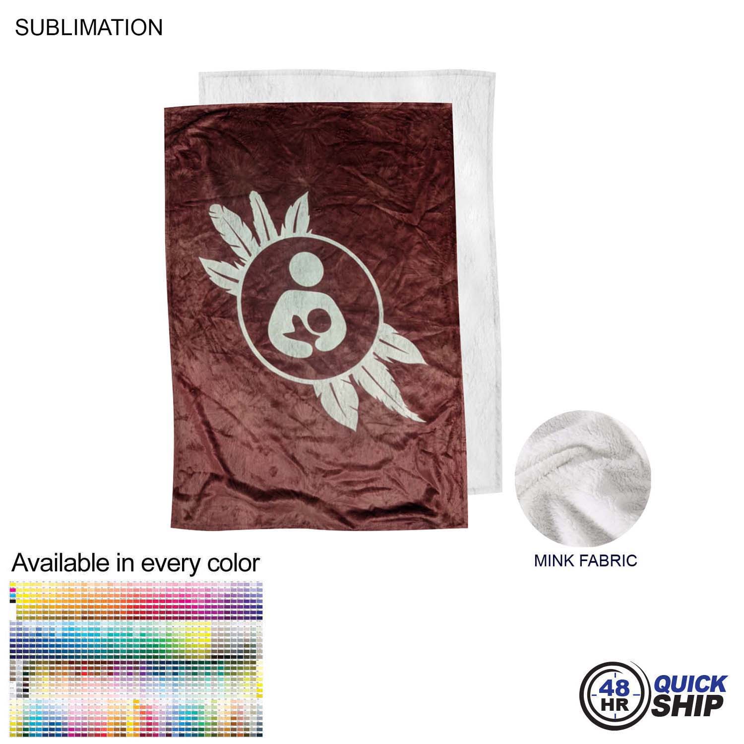 48 Hr Quick Ship - Plush and Cozy Mink Flannel Fleece Lap Blanket, 30x40, Sublimated