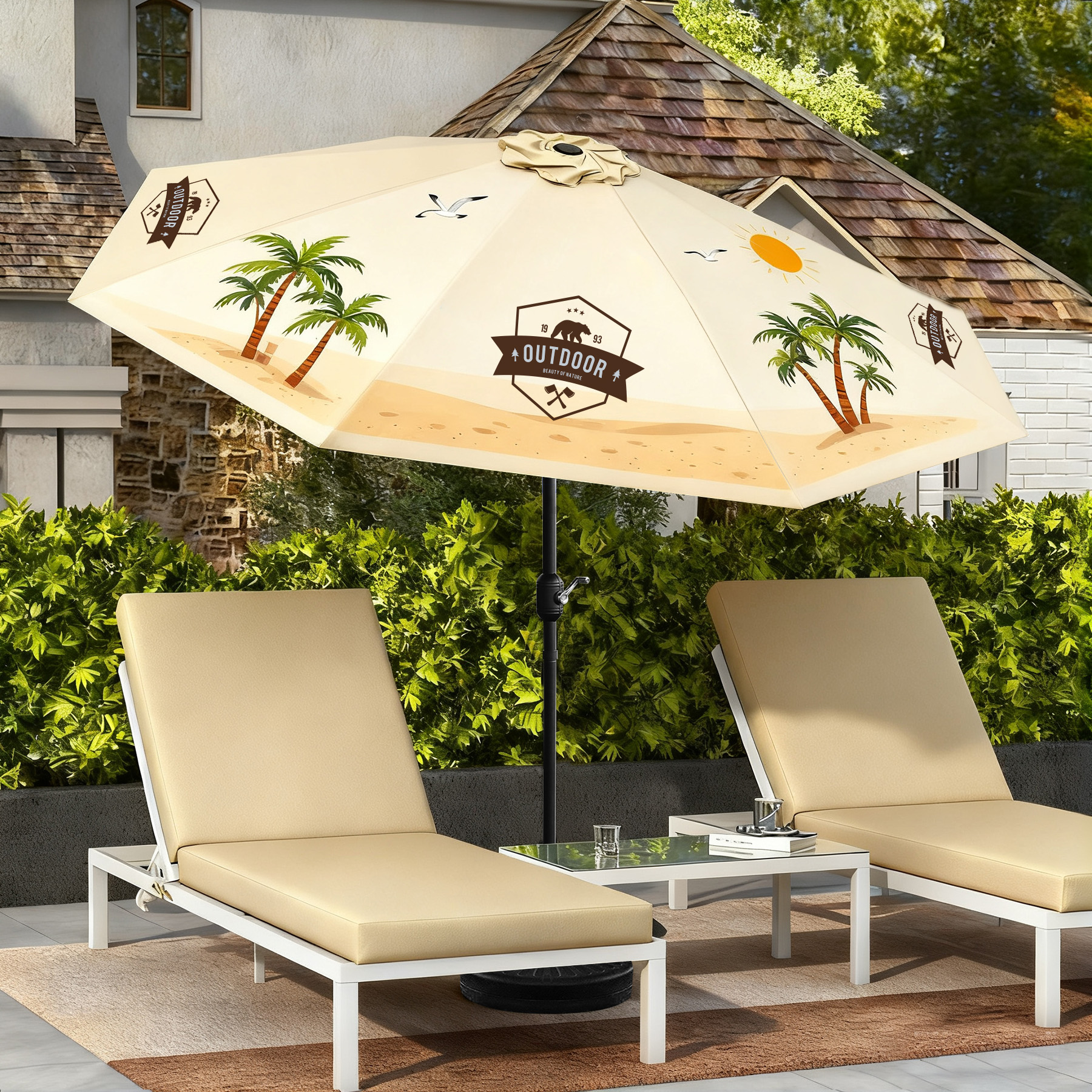 9' Full-Color Market Umbrella - Crank Lift & Tilt Function 4