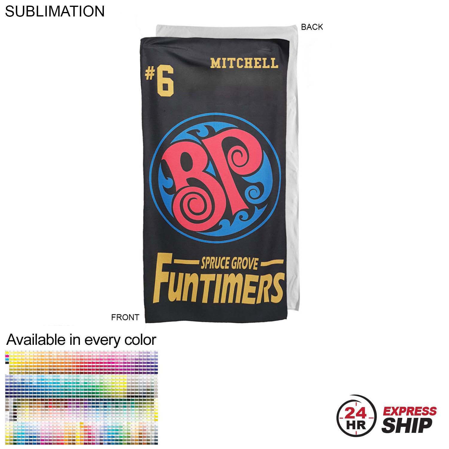 24 Hr Express Ship - Team Towel in Microfiber Dri-Lite Terry, 30x60, Sublimated Shower Towel 4