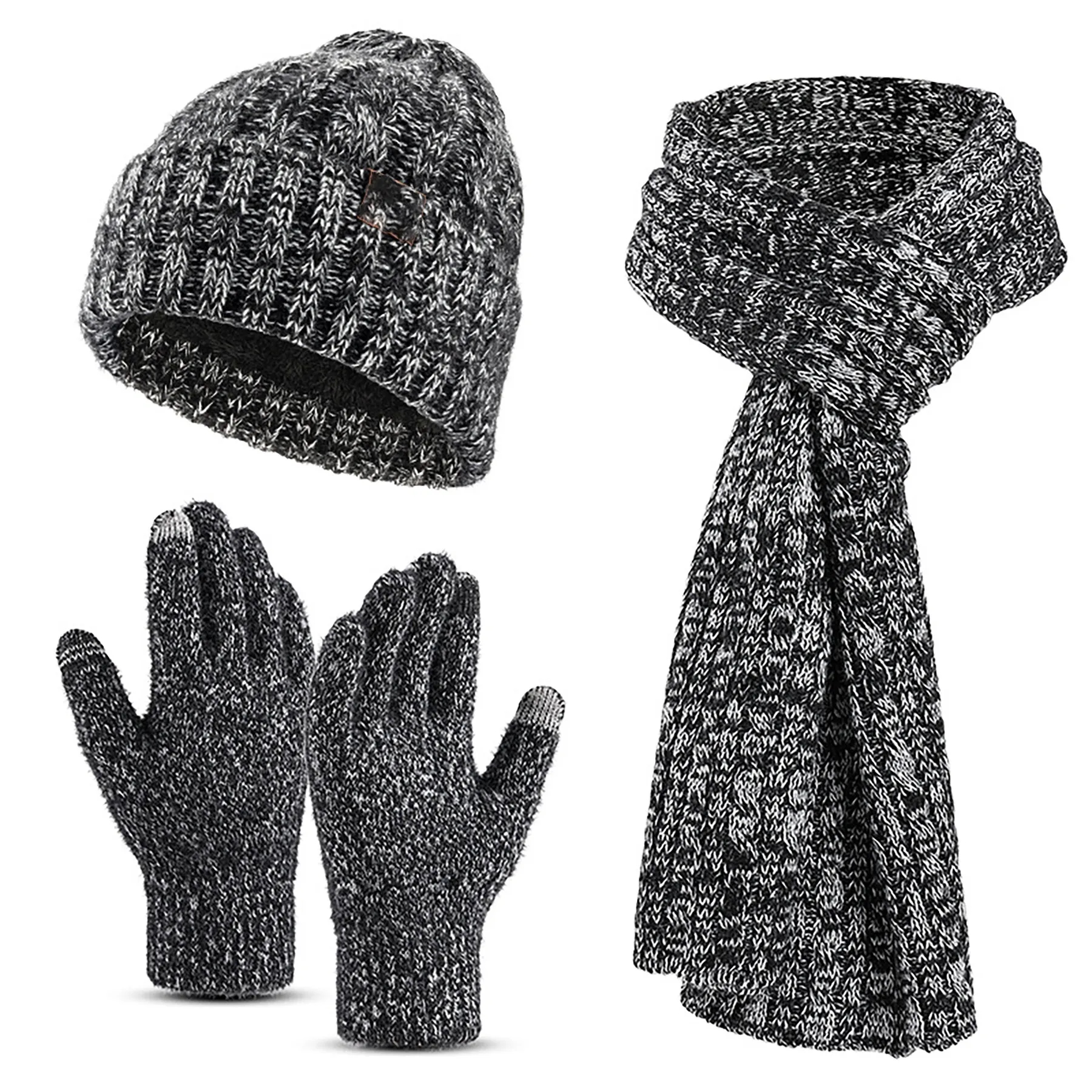 Polyester Knitted Gloves Hat Scarf 3-Piece Set 6