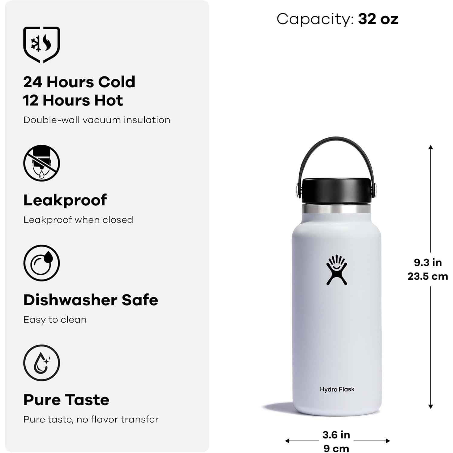 32 oz Hydro Flask® 2.0 Insulated Wide Mouth Water Bottle with Flex Cap, custom water bottle with logo imprint 4