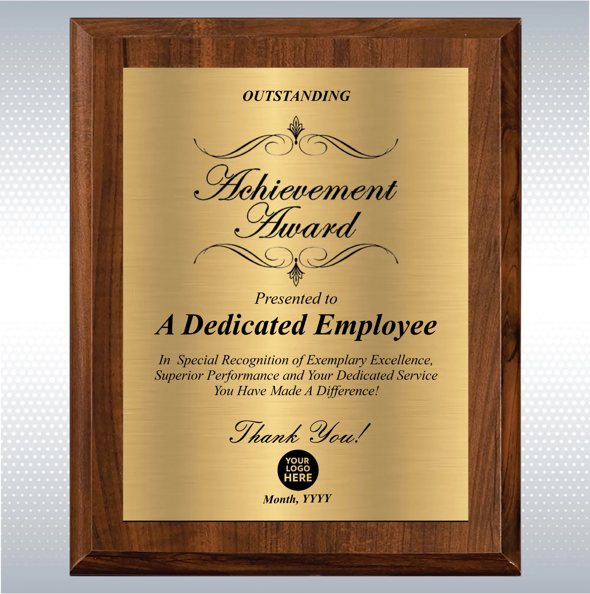 Cherry Finish Excellence Plaque , Employee Recognition Gift 1