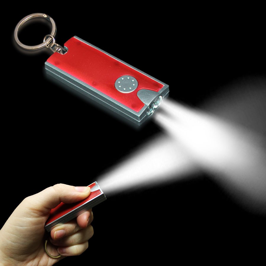 2 1/2" Red Rectangle Light Up Key Chain Flashlight - digi print 4