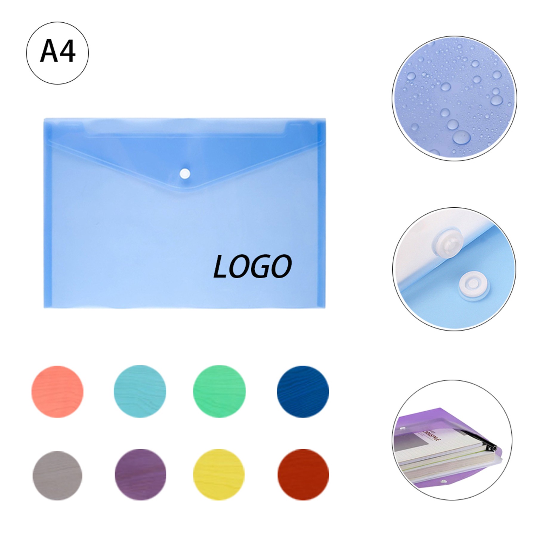 Transparent Grid File Pocket w/Snap Button 1