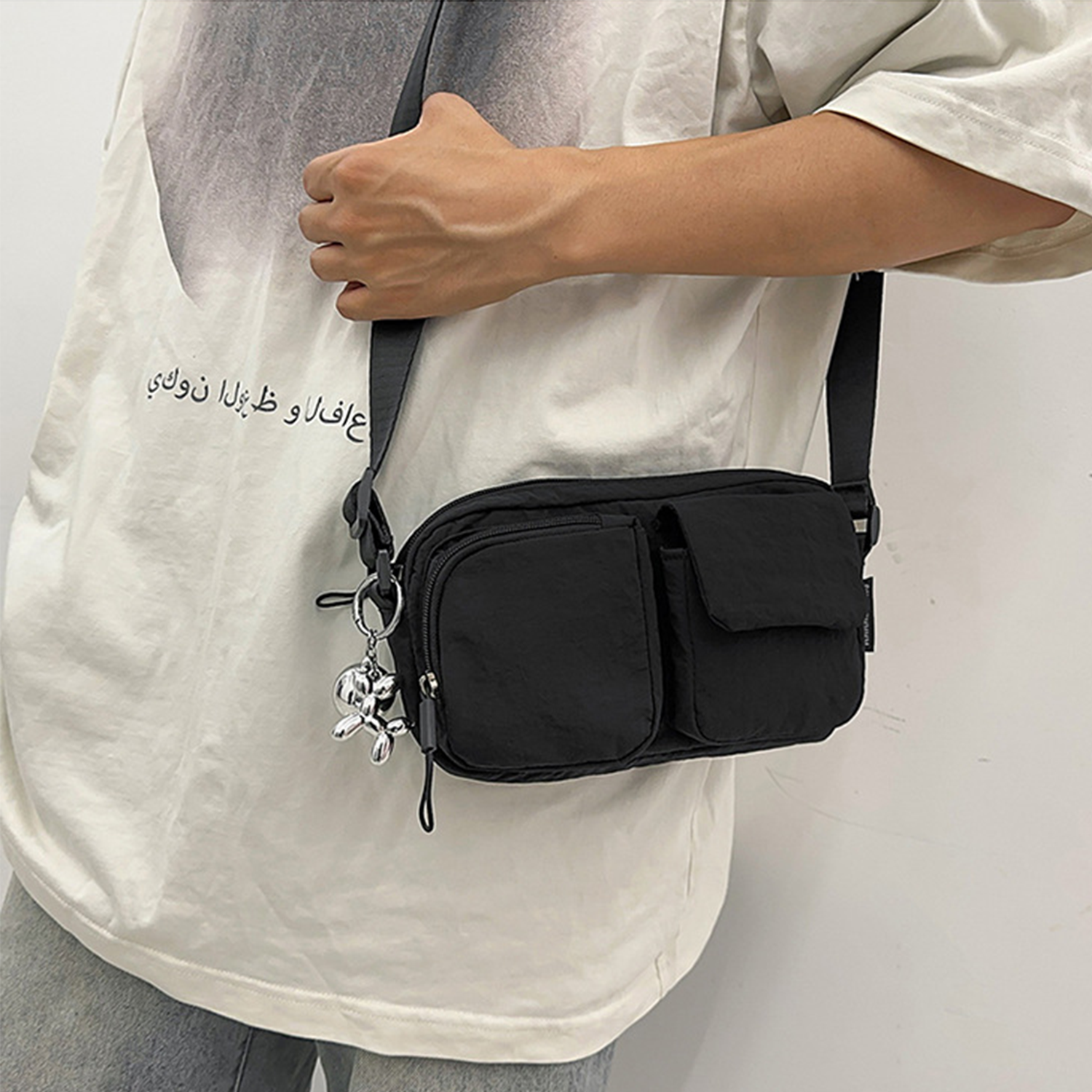 Lightweight Nylon Water-Resistant Crossbody Sling Bag 5