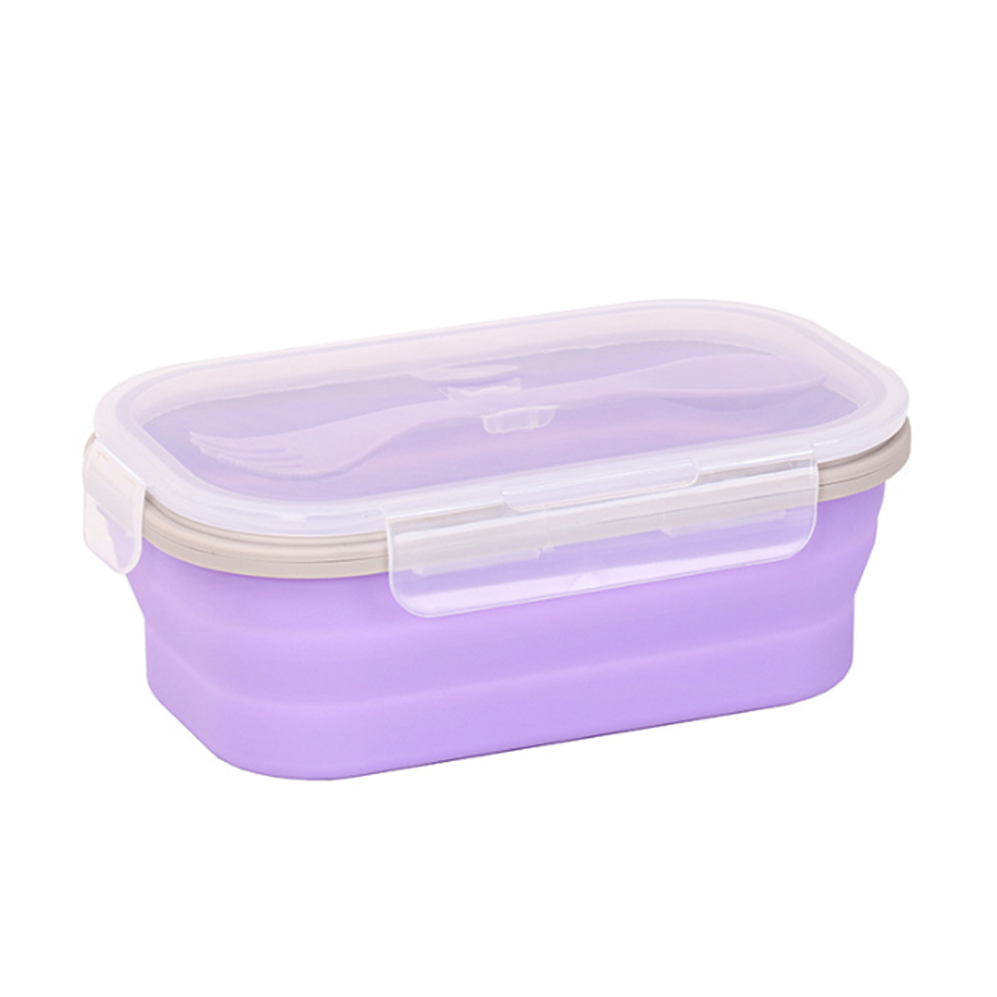 Collapsible Silicone Lunch Box with Utensils 2