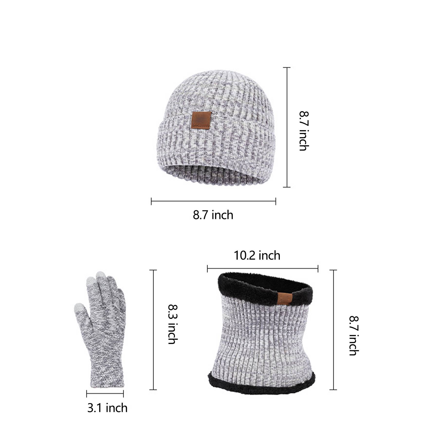 Winter Slouchy Beanie Knit Cap Touch Screen Gloves Scarves 4