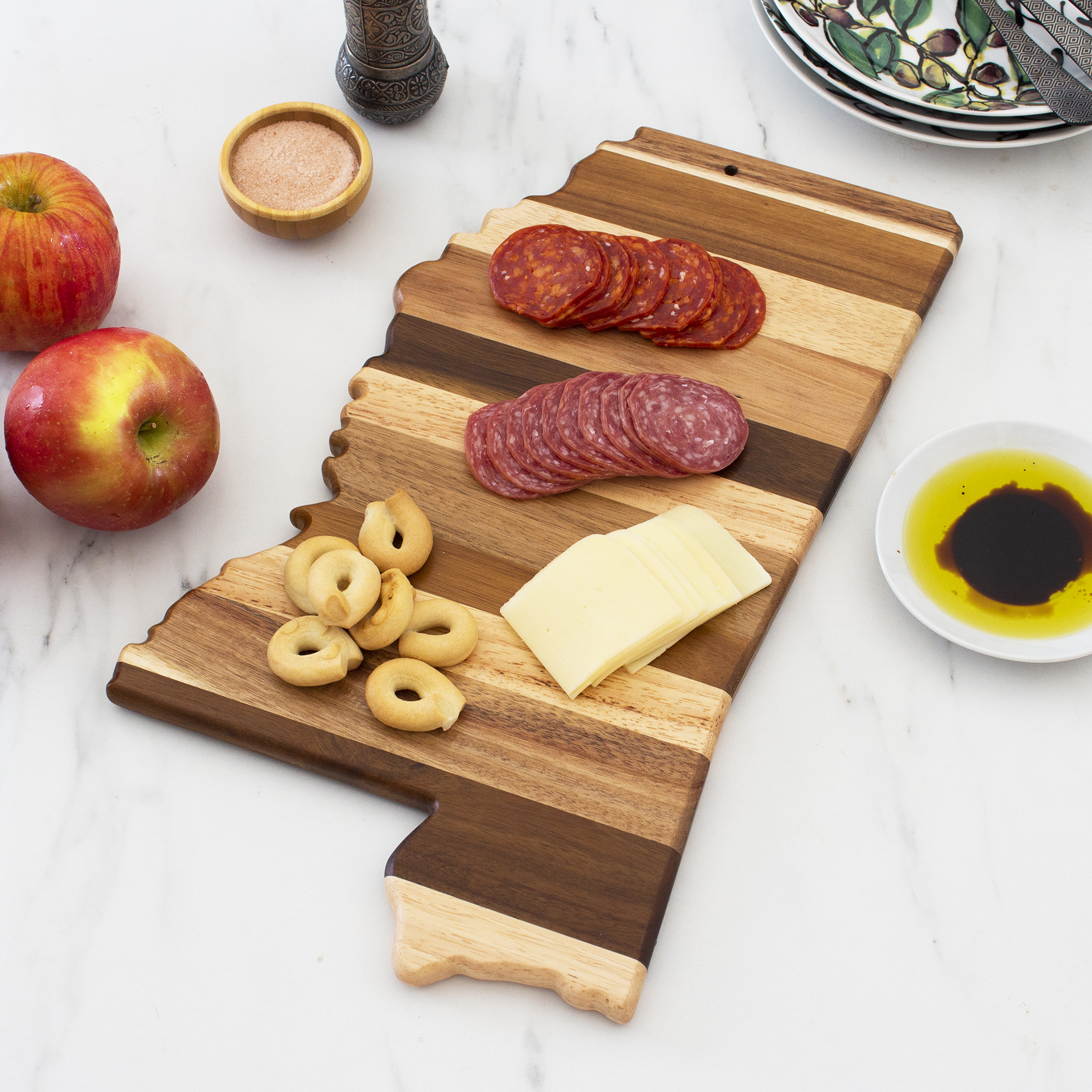 Rock & Branch® Shiplap Series Mississippi State Shaped Wood Serving and Cutting Board 7